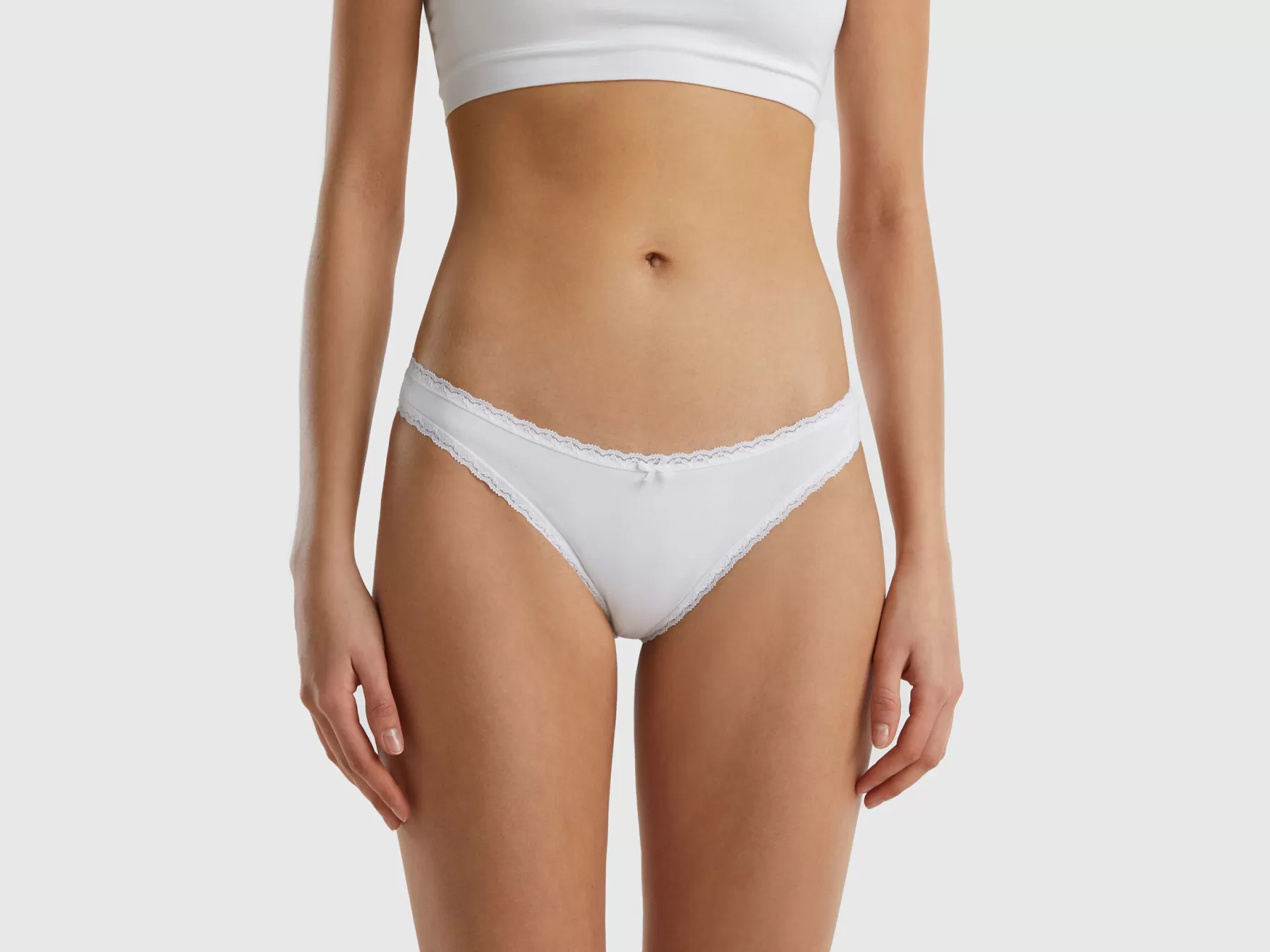 Benetton Slip A Vita Bassa In Cotone Bio Stretch Bianco Hot