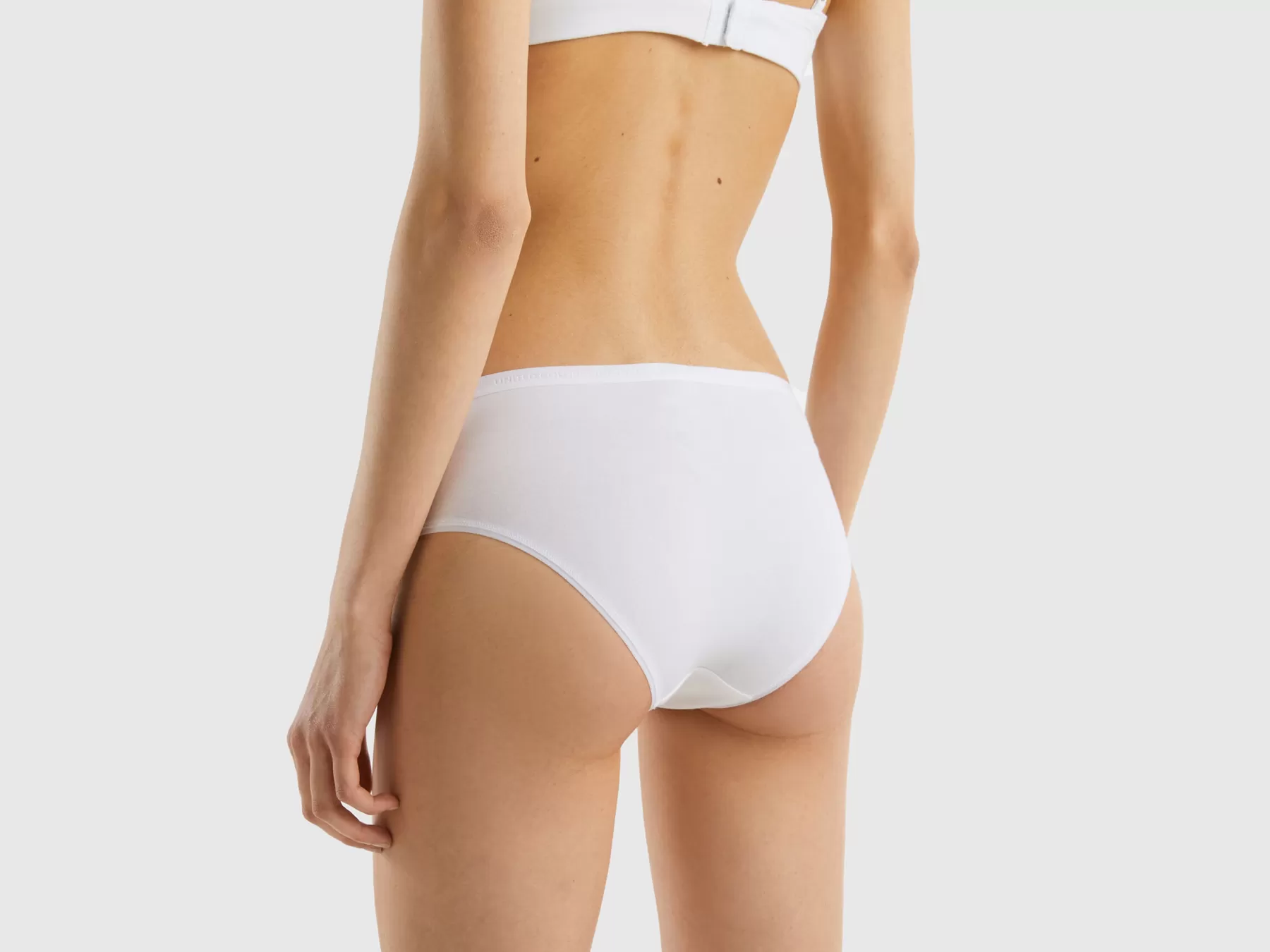 Benetton Slip Fianco Alto In Cotone Bio Stretch Bianco Hot