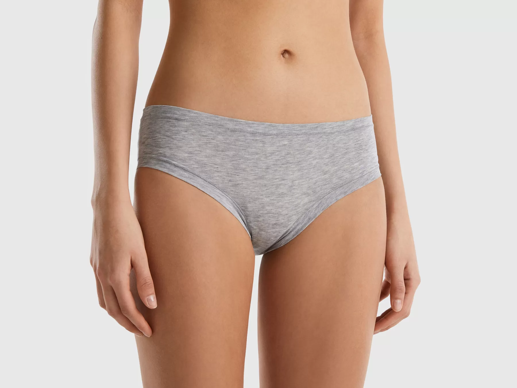 Benetton Slip Fianco Alto In Cotone Bio Super Stretch Grigio Chiaro Shop