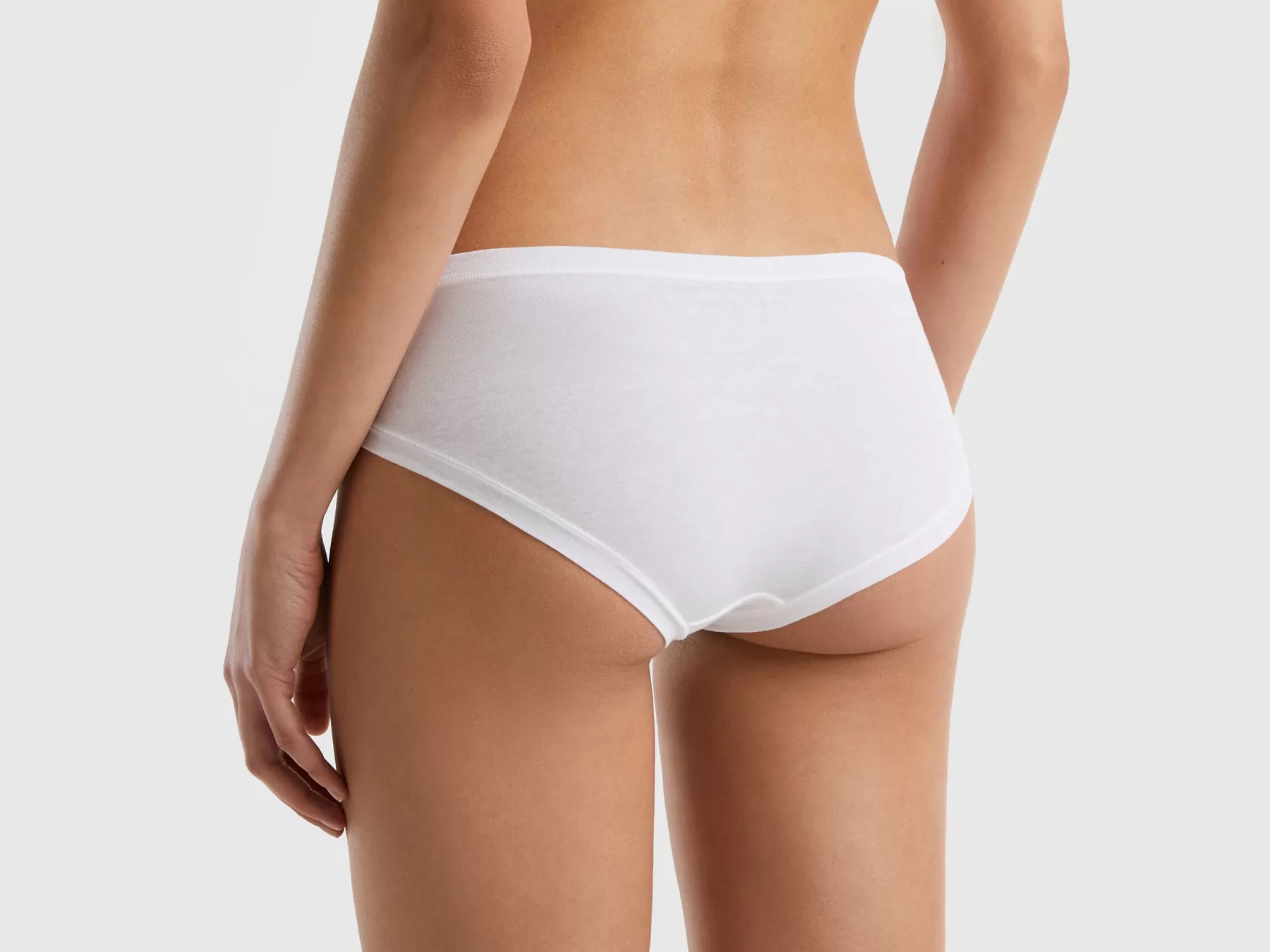 Benetton Slip Fianco Alto In Cotone Bio Super Stretch Bianco New