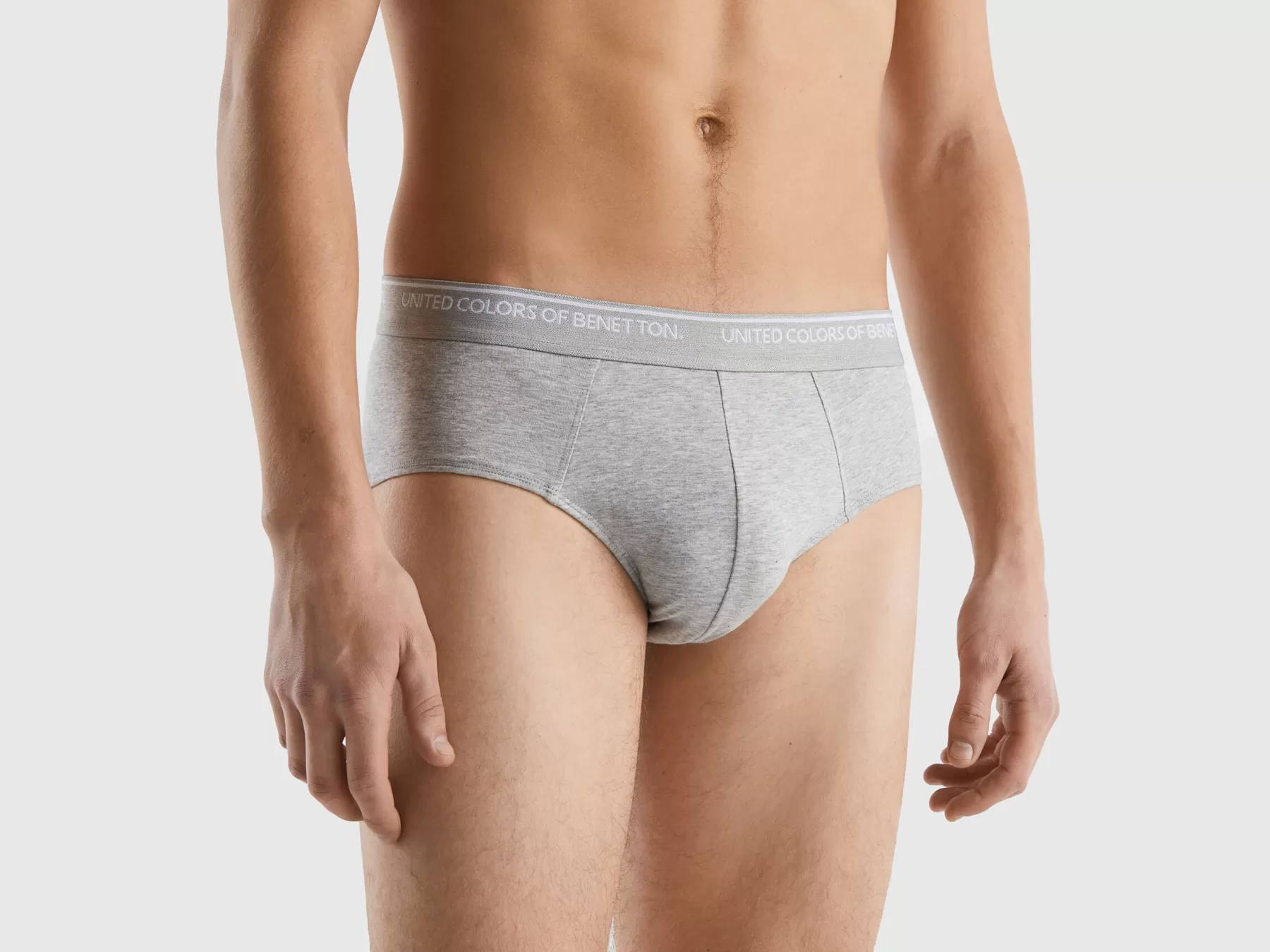 Benetton Slip In Cotone Biologico Elasticizzato Grigio Chiaro Clearance