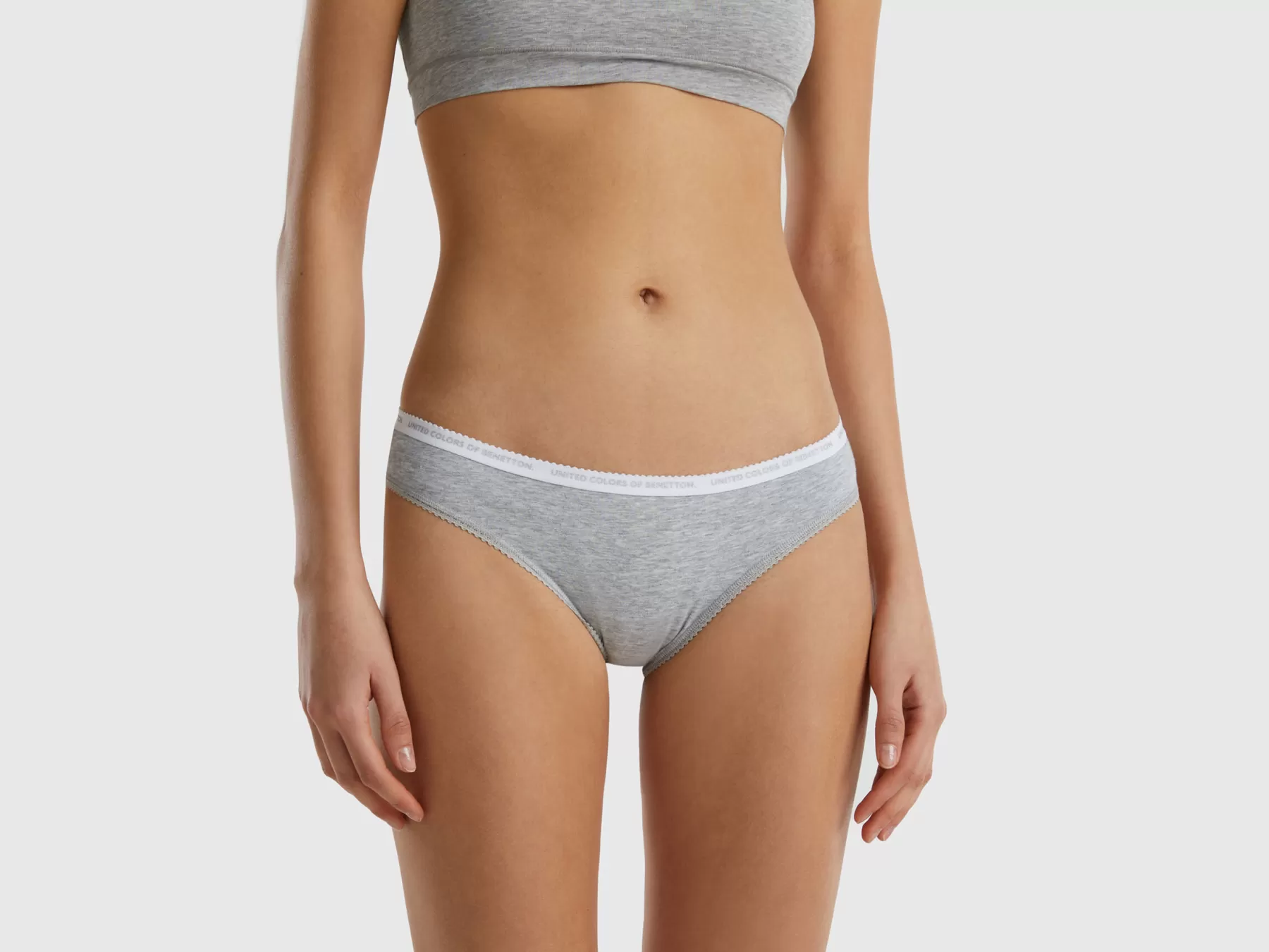 Benetton Slip In Cotone Biologico Stretch Grigio Chiaro Shop