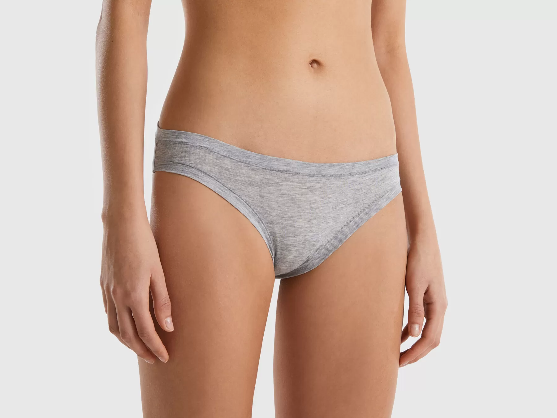 Benetton Slip Vita Bassa In Cotone Bio Super Stretch Grigio Chiaro Cheap