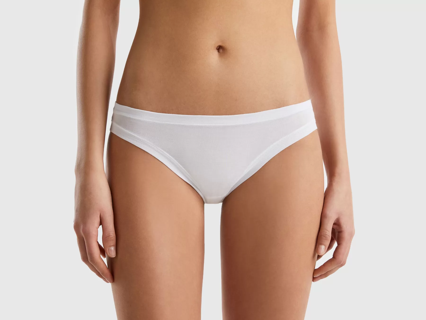 Benetton Slip Vita Bassa In Cotone Bio Super Stretch Bianco Cheap