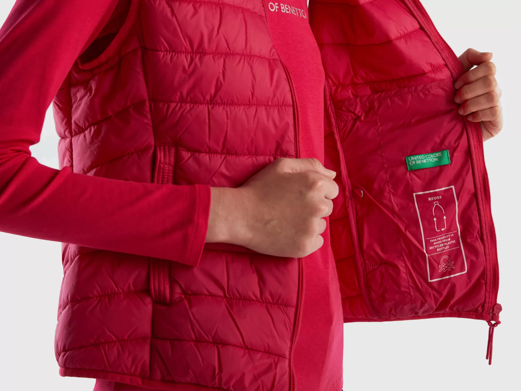 Benetton Smanicato Imbottito Con Ovatta Riciclata Fucsia Online