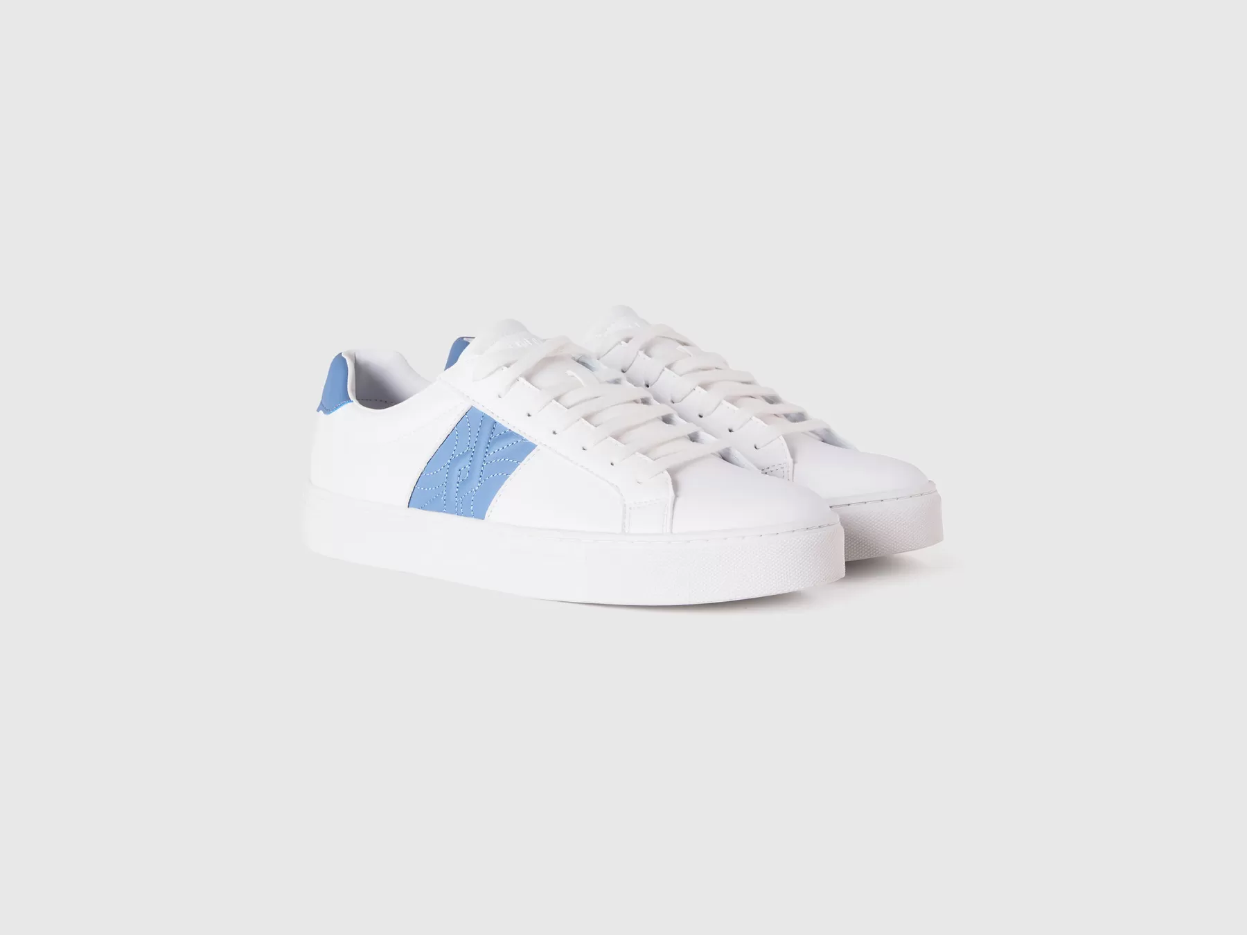 Benetton Sneakers Basse Con Logo Celeste Best Sale