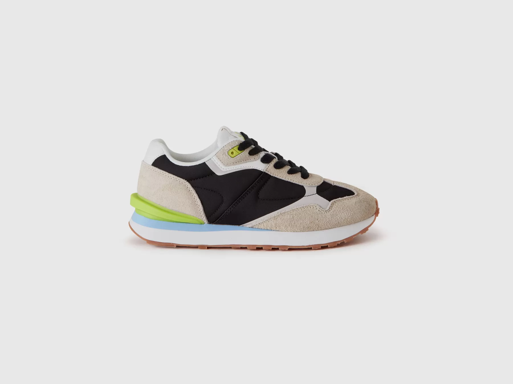 Benetton Sneakers In Nylon E Pelle Nero Hot