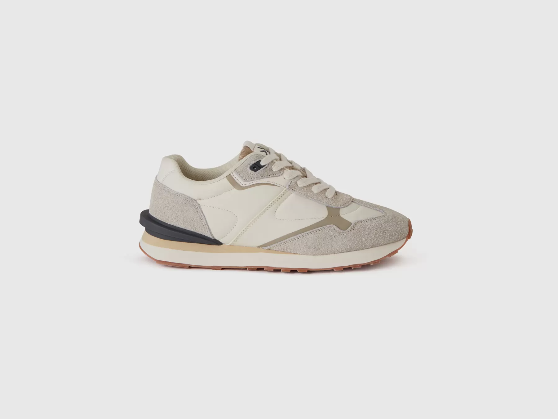 Benetton Sneakers In Nylon E Pelle Bianco Online