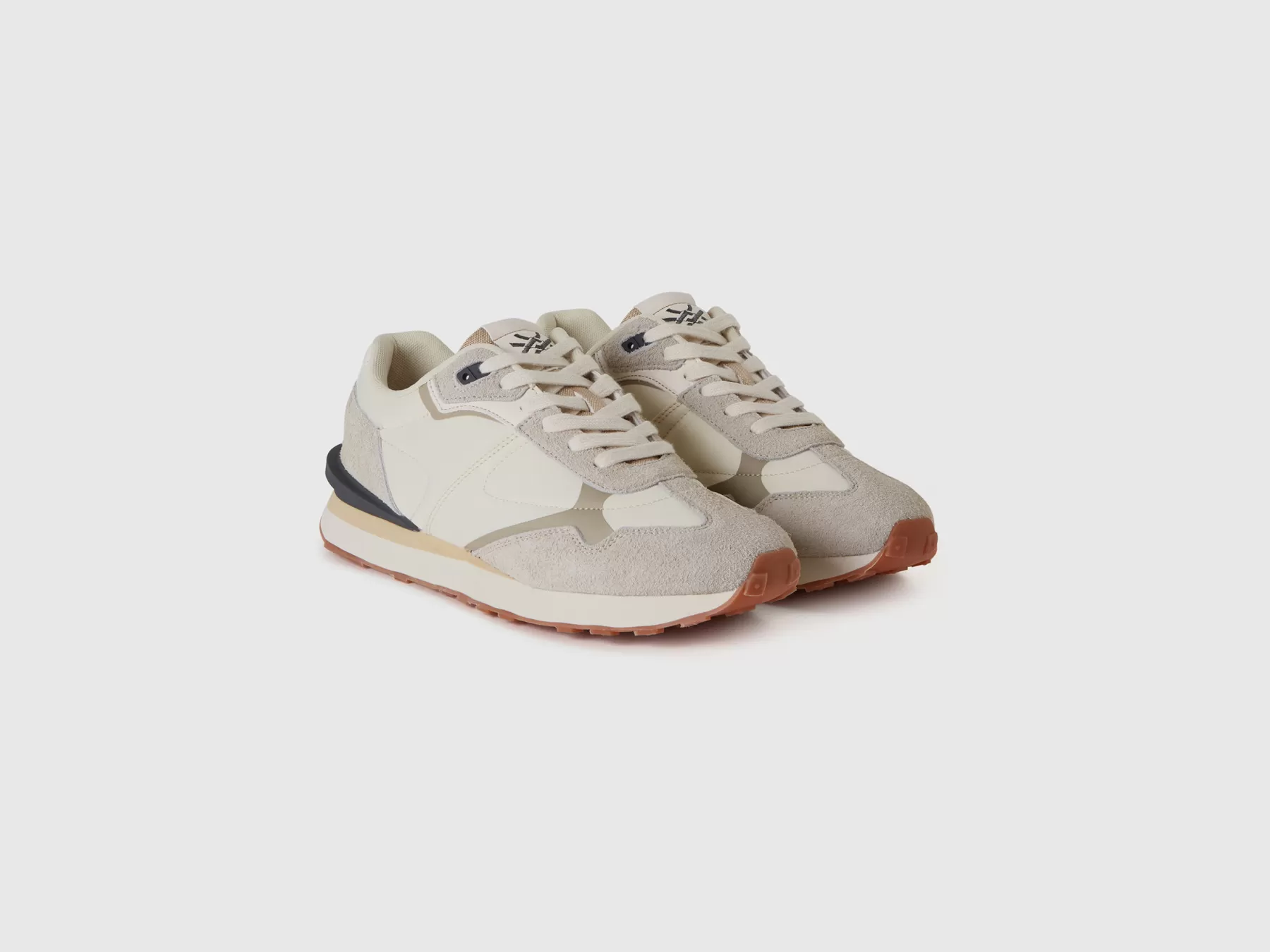 Benetton Sneakers In Nylon E Pelle Bianco Online