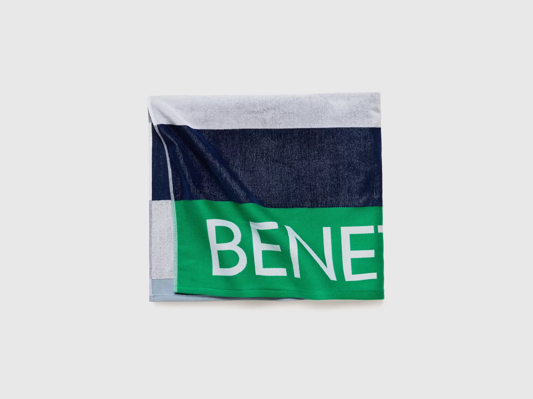 Benetton Telo Mare In Spugna Jacquard Blu Scuro Sale