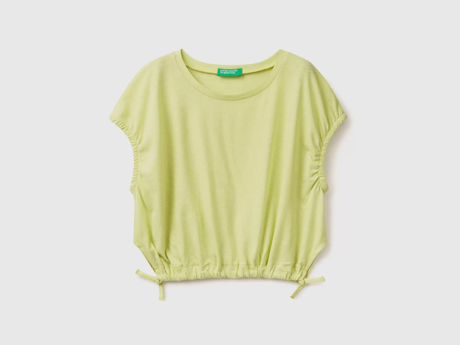 Benetton Top Con Laccetti In Misto Lino Lime Sale