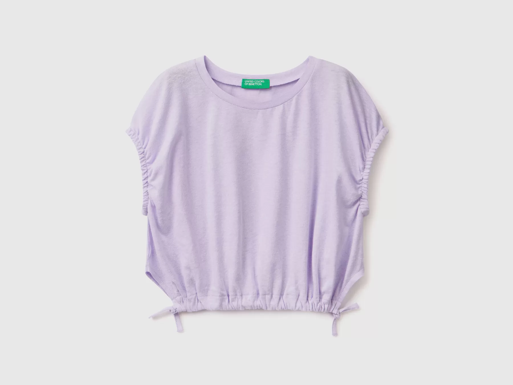 Benetton Top Con Laccetti In Misto Lino Lilla Clearance