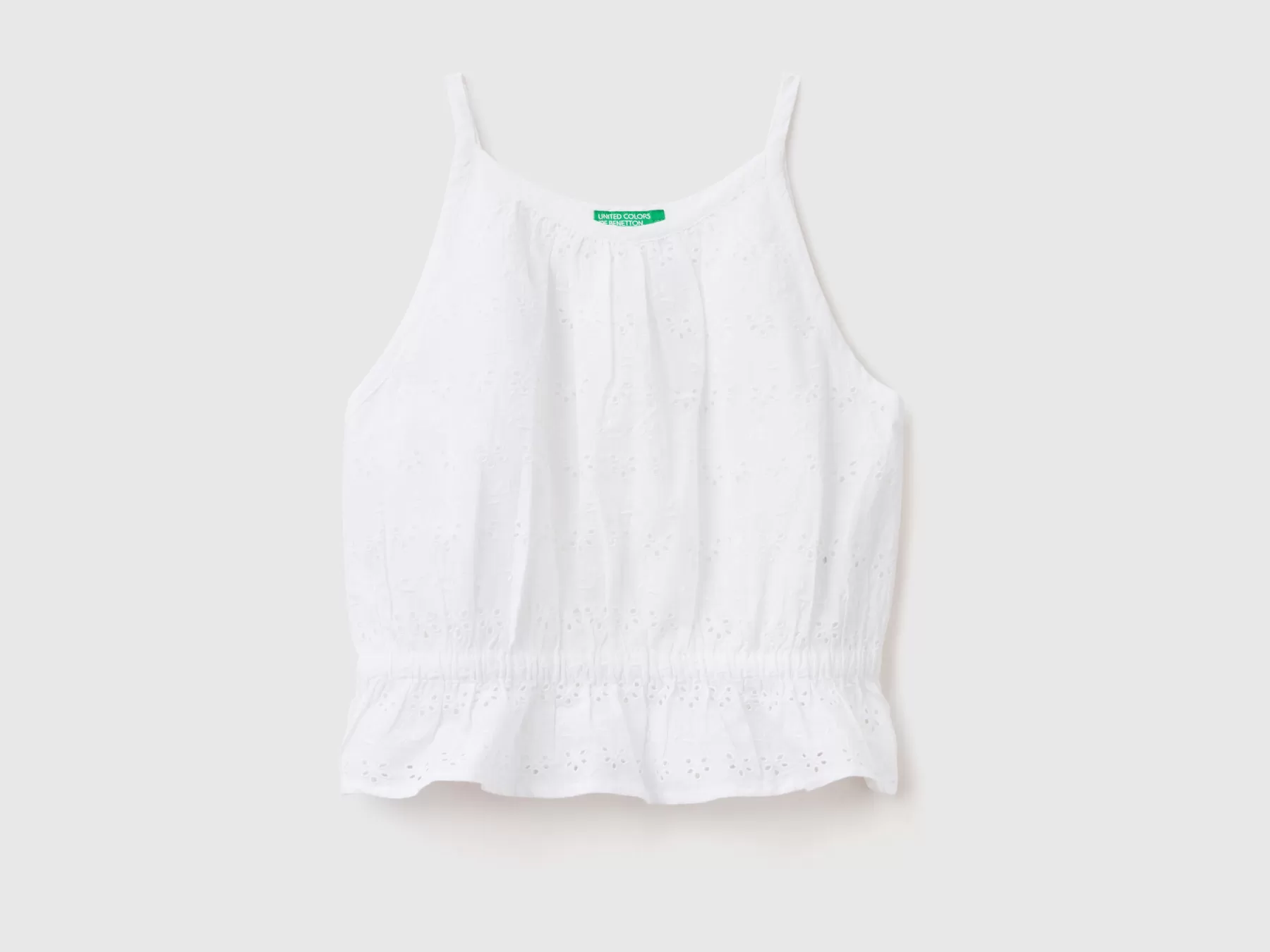 Benetton Top Con Ricami Sangallo Bianco Best Sale