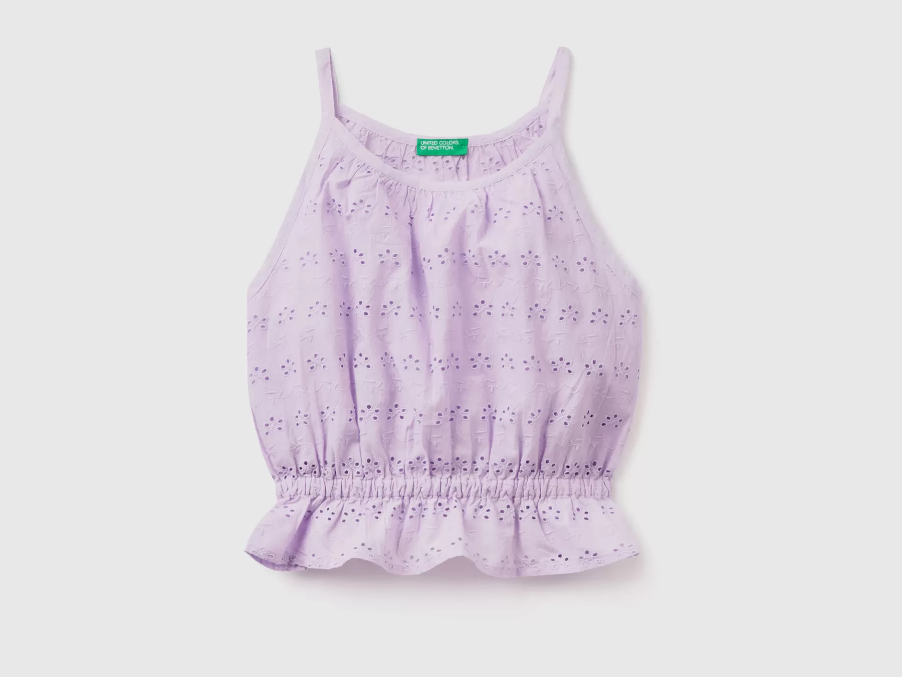 Benetton Top Con Ricami Sangallo Lilla Best