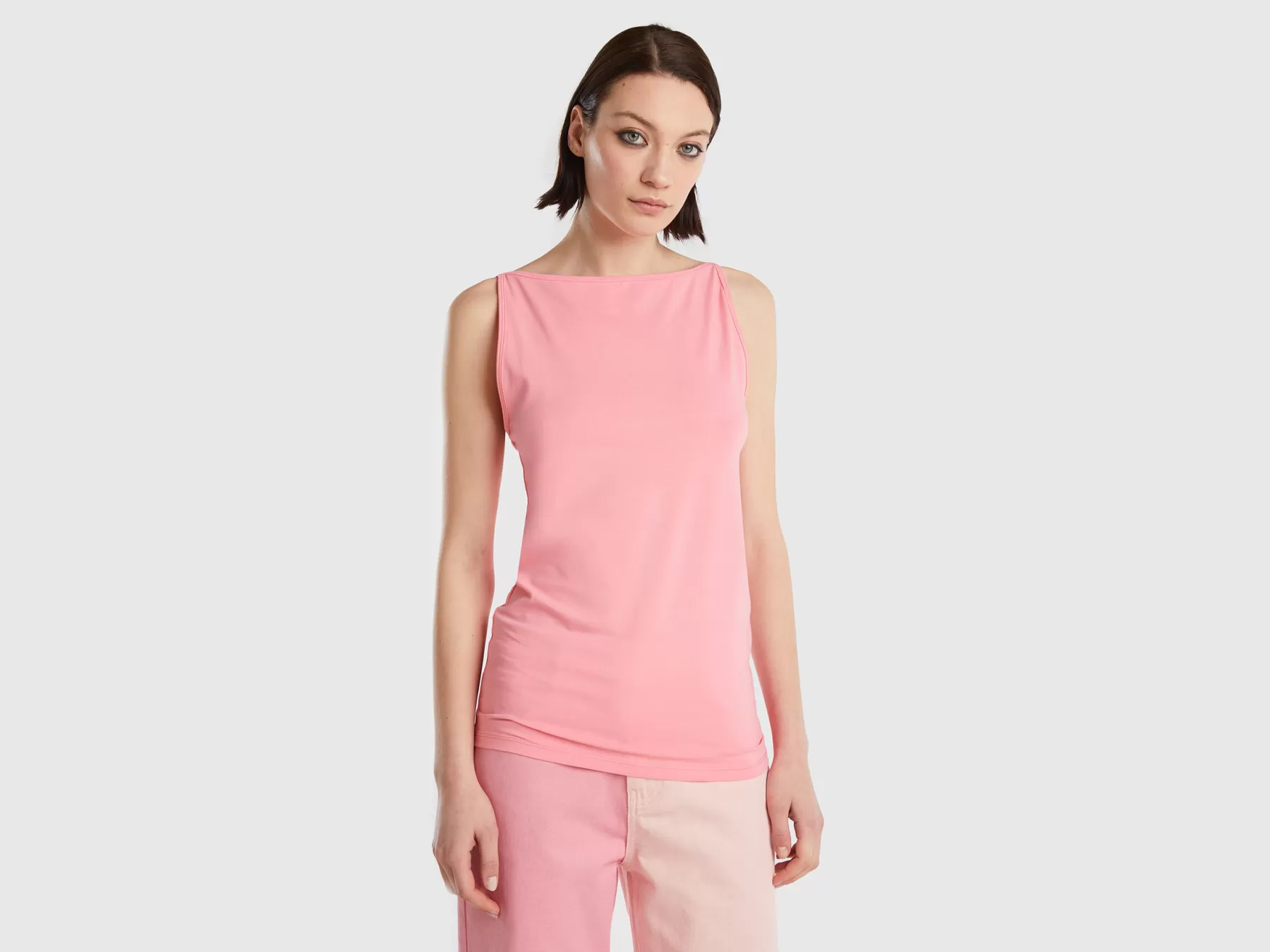 Benetton Top Con Spalline Sottili Dietro Rosa Flash Sale