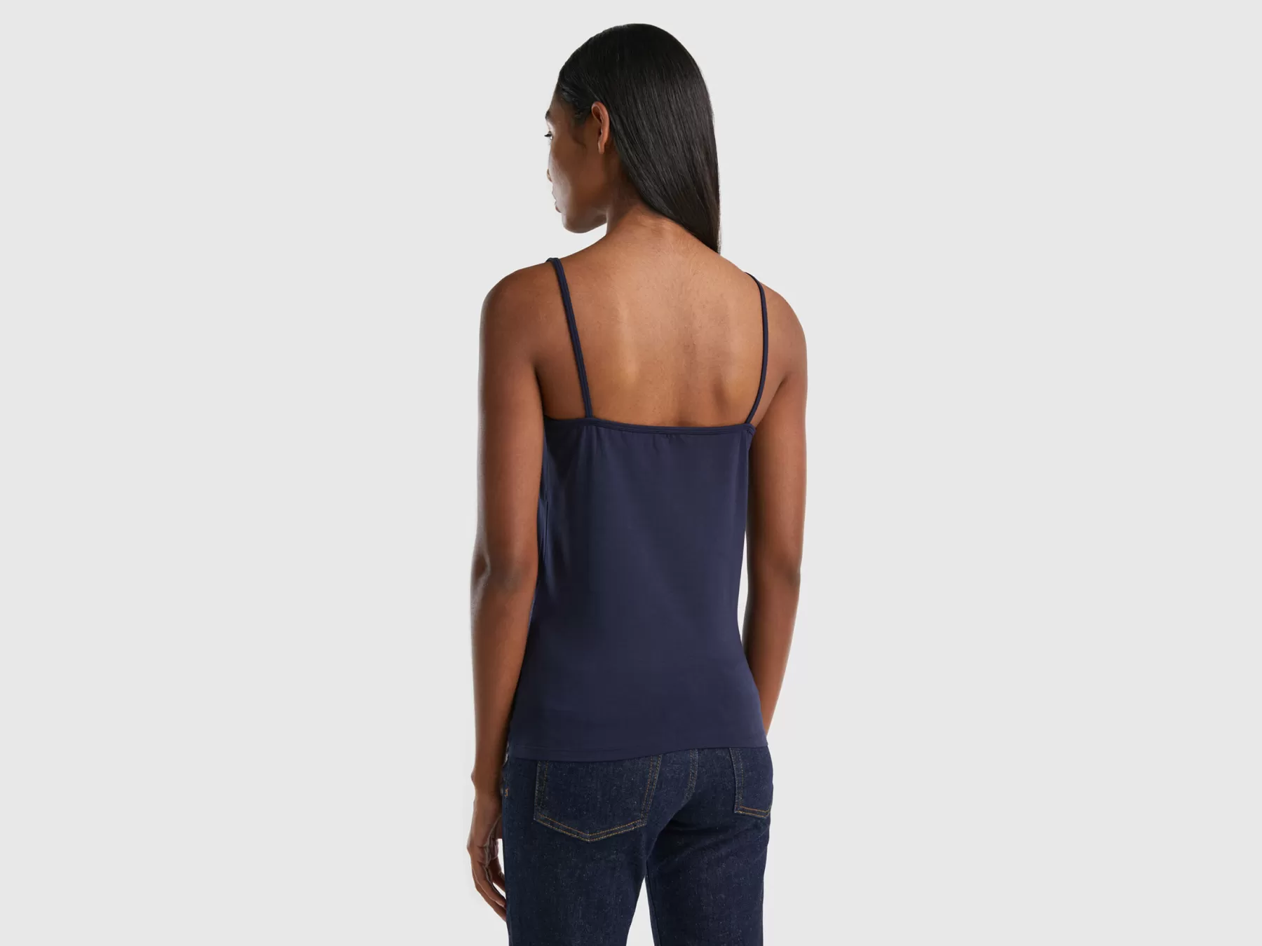 Benetton Top Con Spalline Sottili Dietro Blu Hot