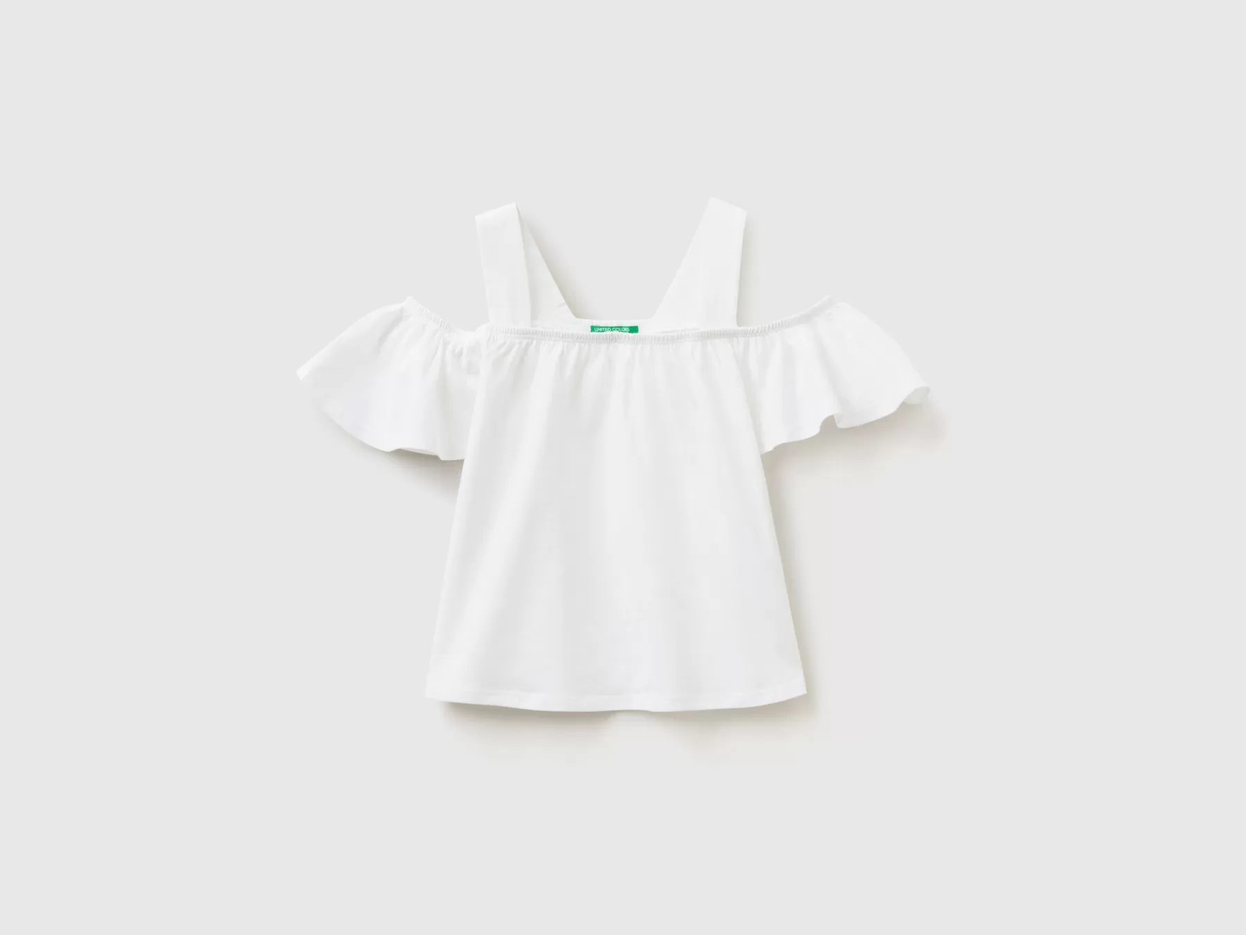 Benetton Top Corto Con Spalline Bianco Fashion