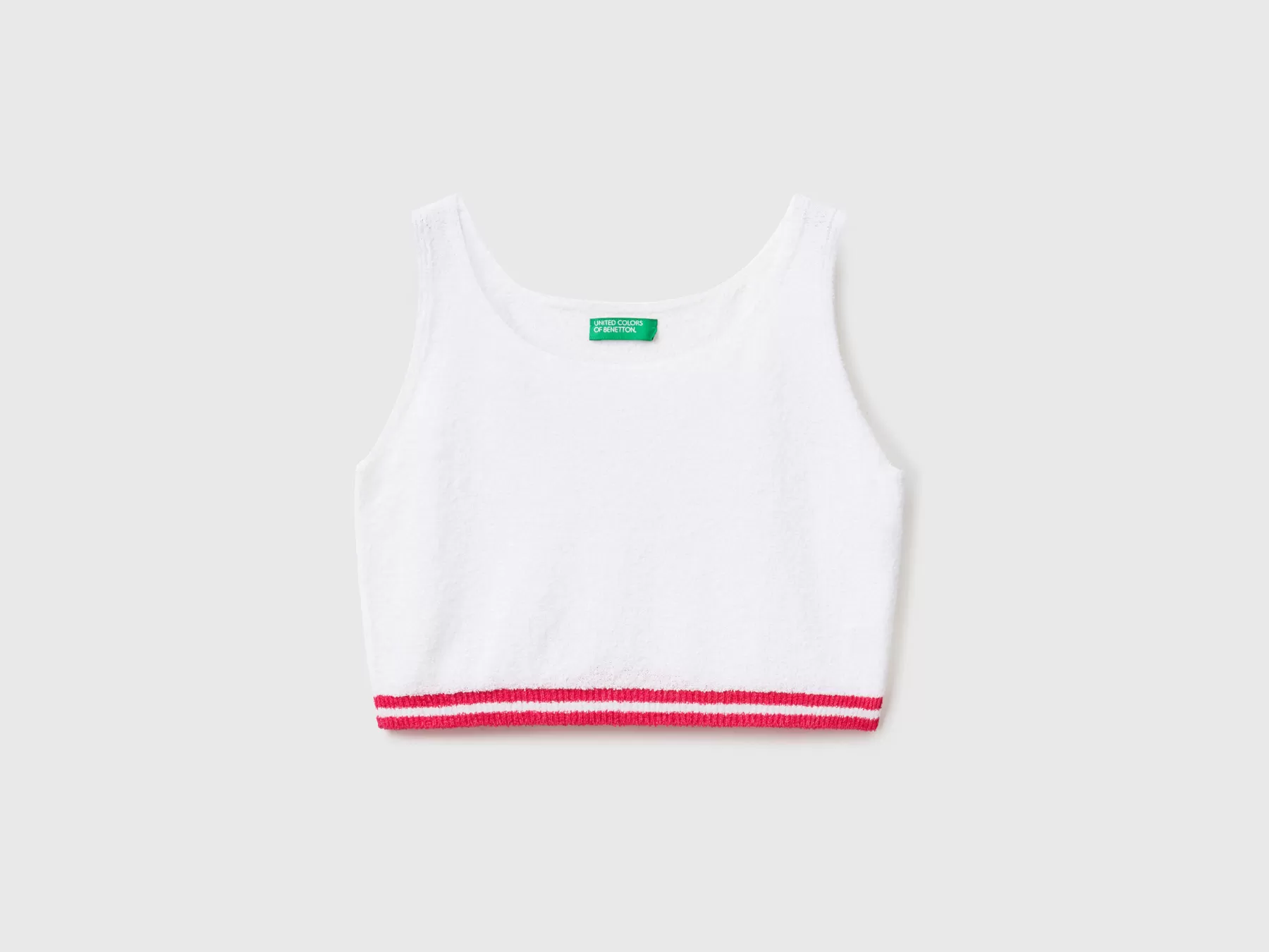 Benetton Top Corto In Filato Boucle Bianco Store