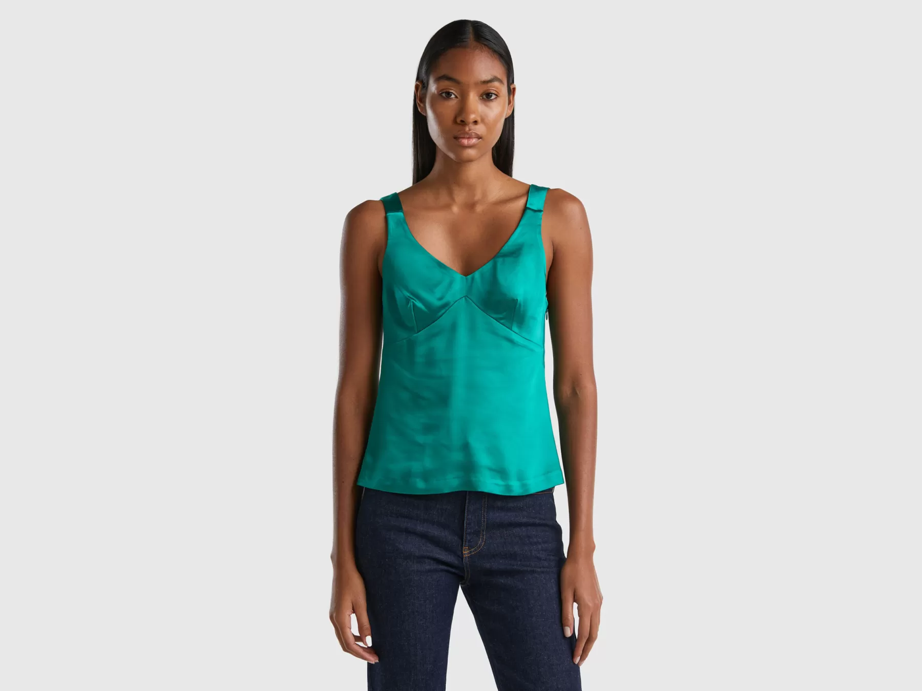 Benetton Top Effetto Satin Verde Best