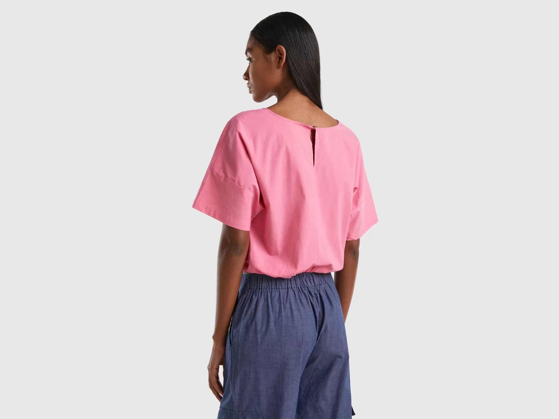 Benetton Top In Chambray Fucsia Fashion