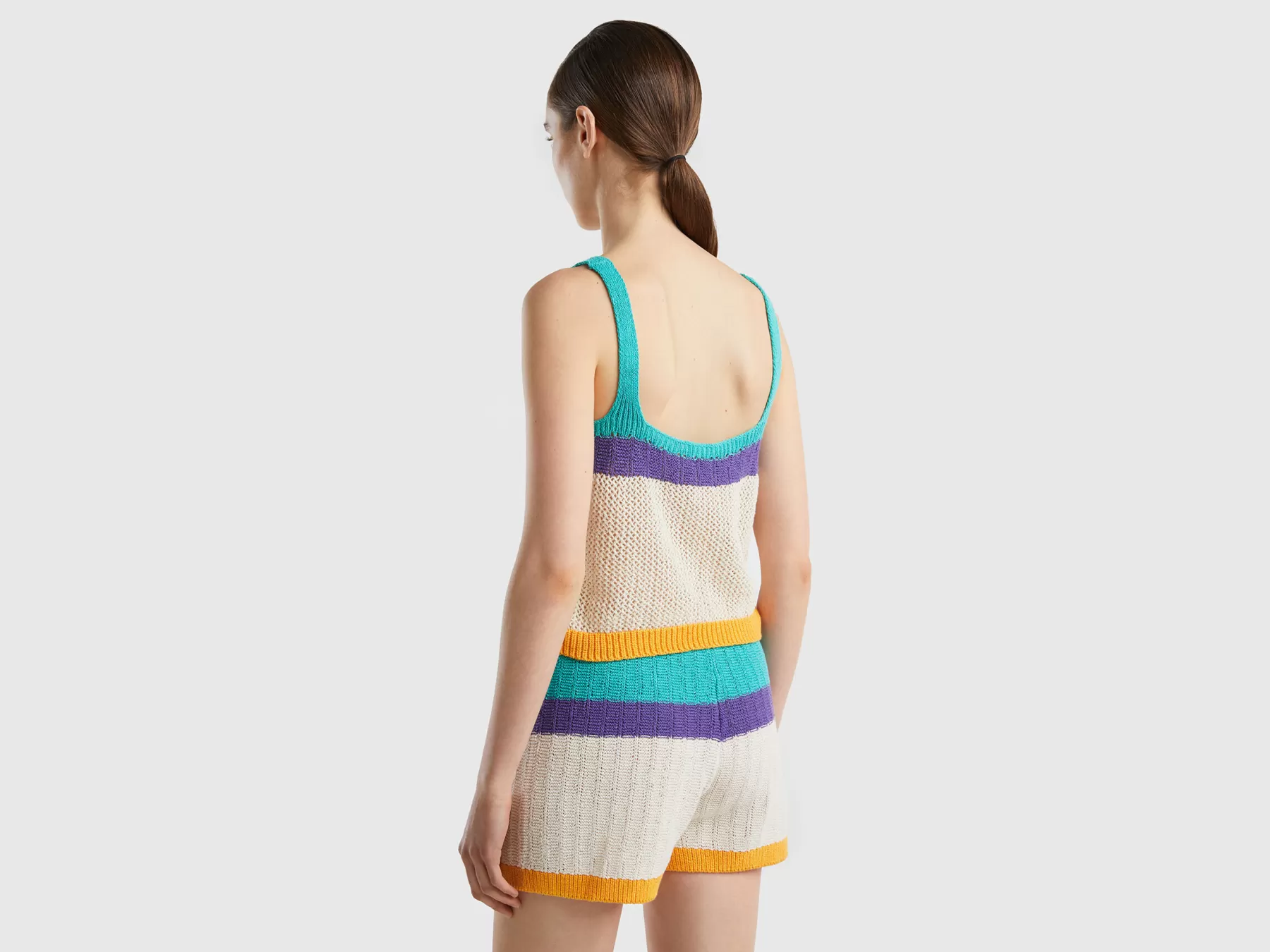 Benetton Top In Maglia A Righe Multi-Color Flash Sale