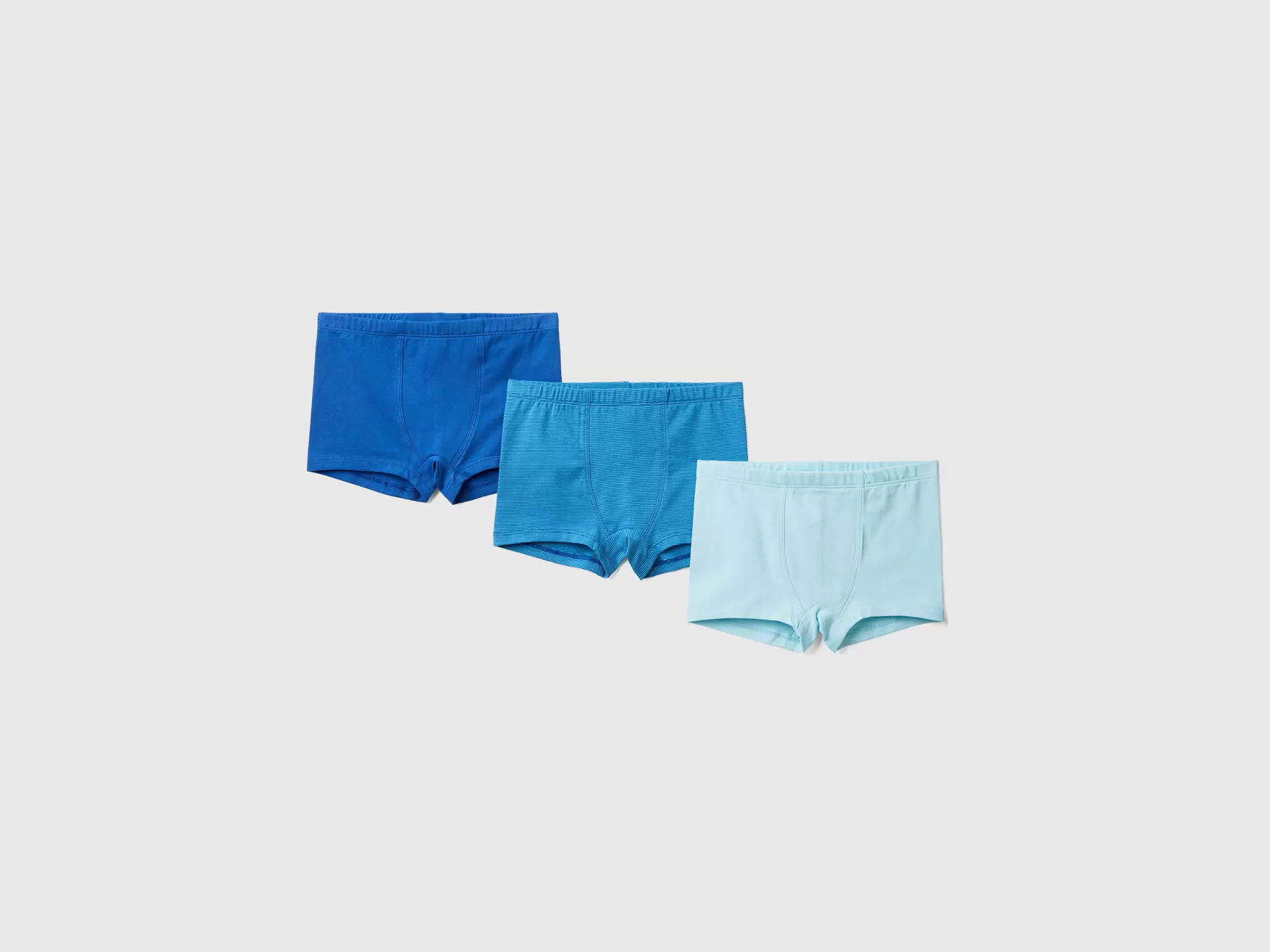 Benetton Tre Boxer In Cotone Elasticizzato Bluette Flash Sale