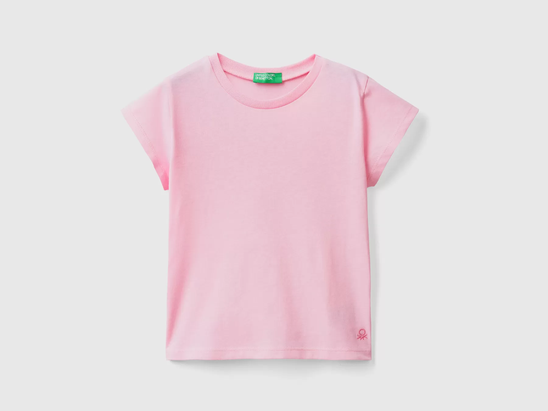 Benetton T-Shirt 100% Cotone Bio Rosa Cheap