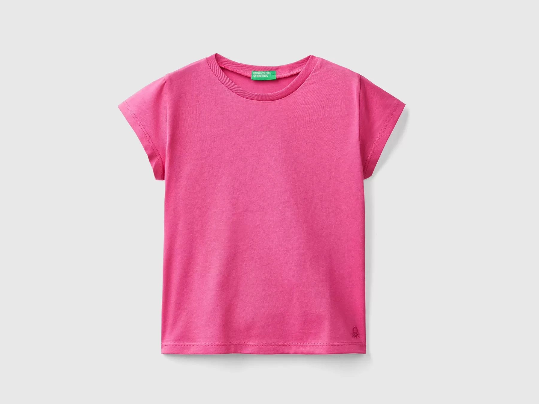 Benetton T-Shirt 100% Cotone Bio Fucsia Flash Sale