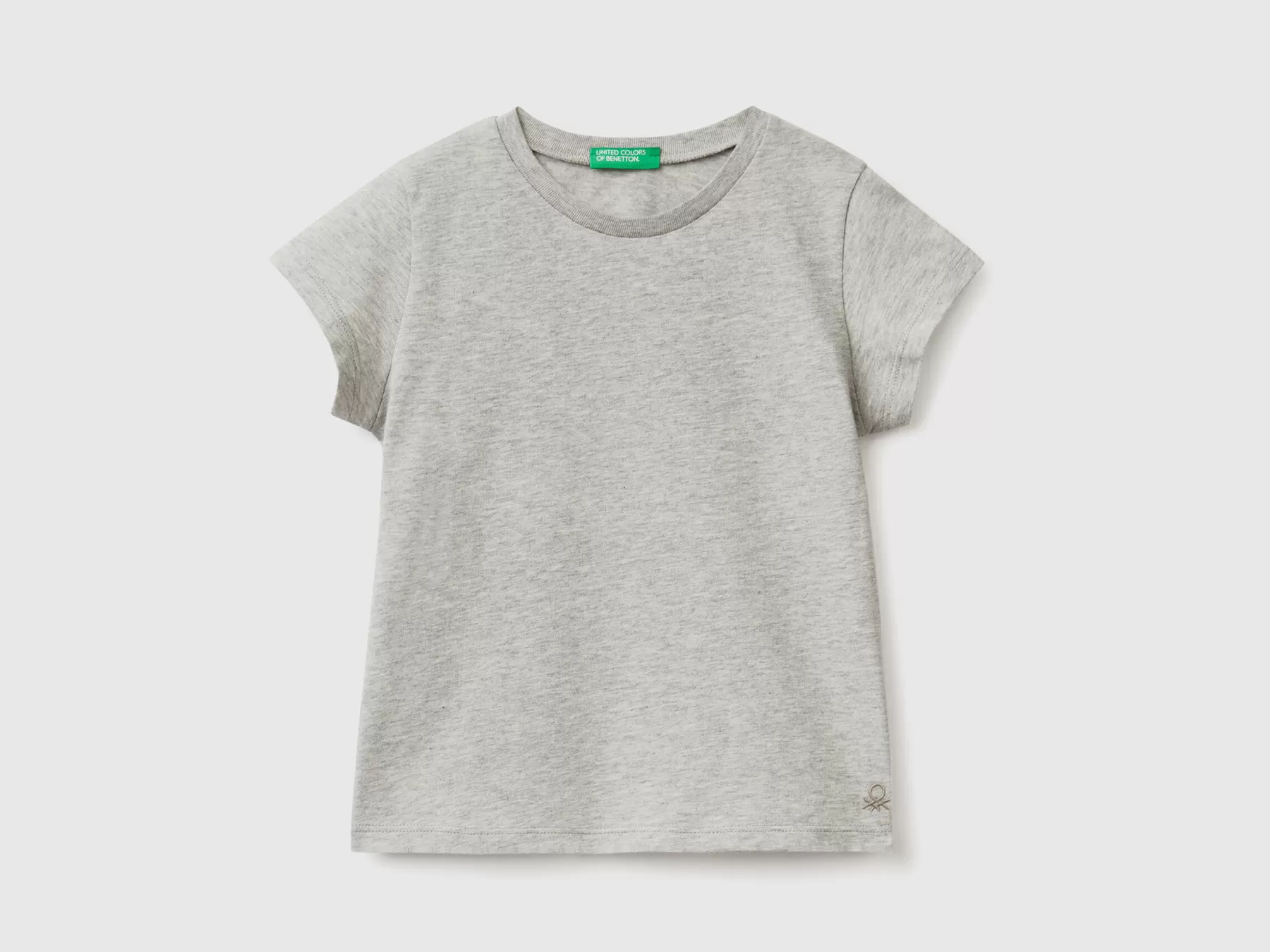 Benetton T-Shirt 100% Cotone Bio Grigio Chiaro Shop