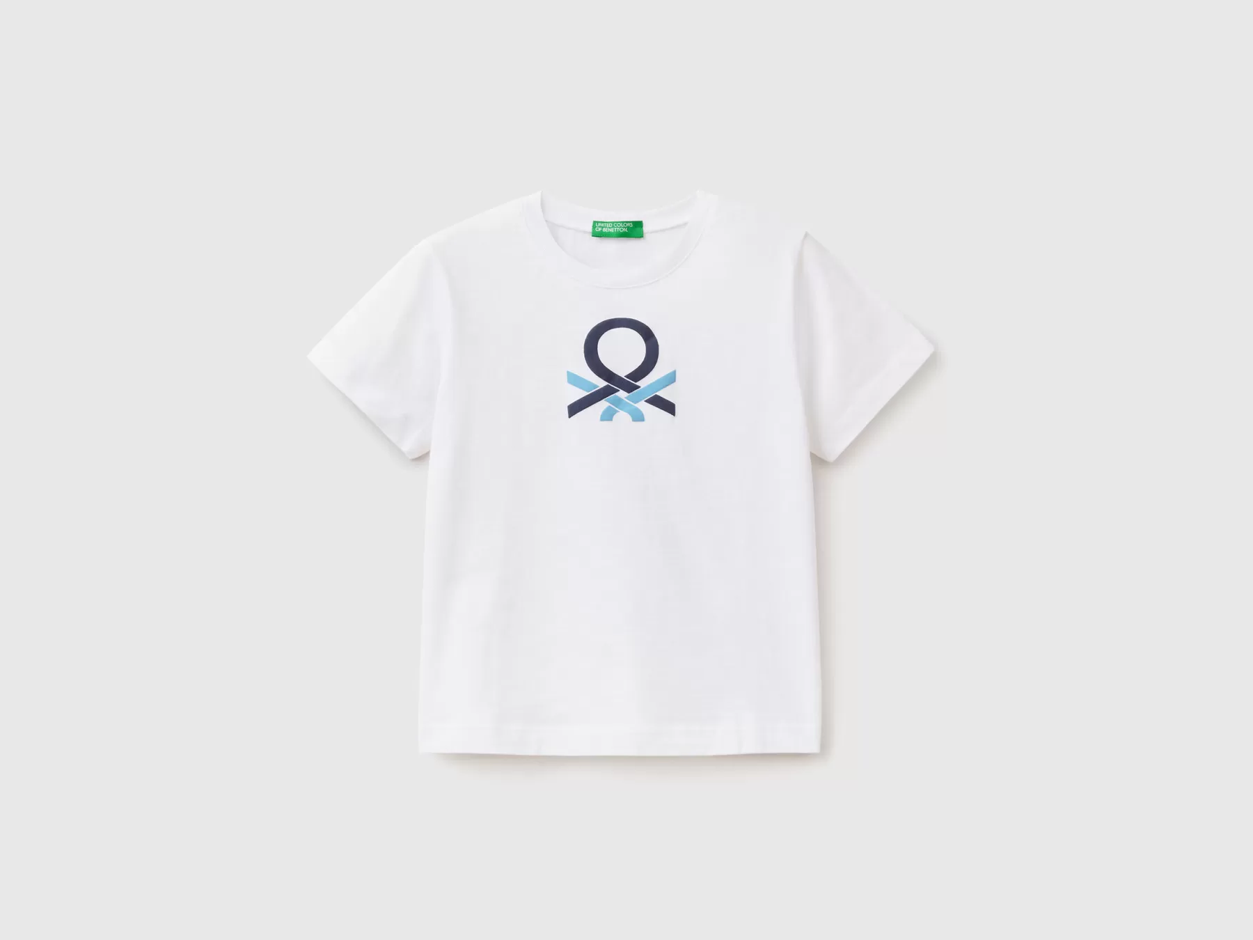 Benetton T-Shirt 100% Cotone Bio Con Logo Bianco Online