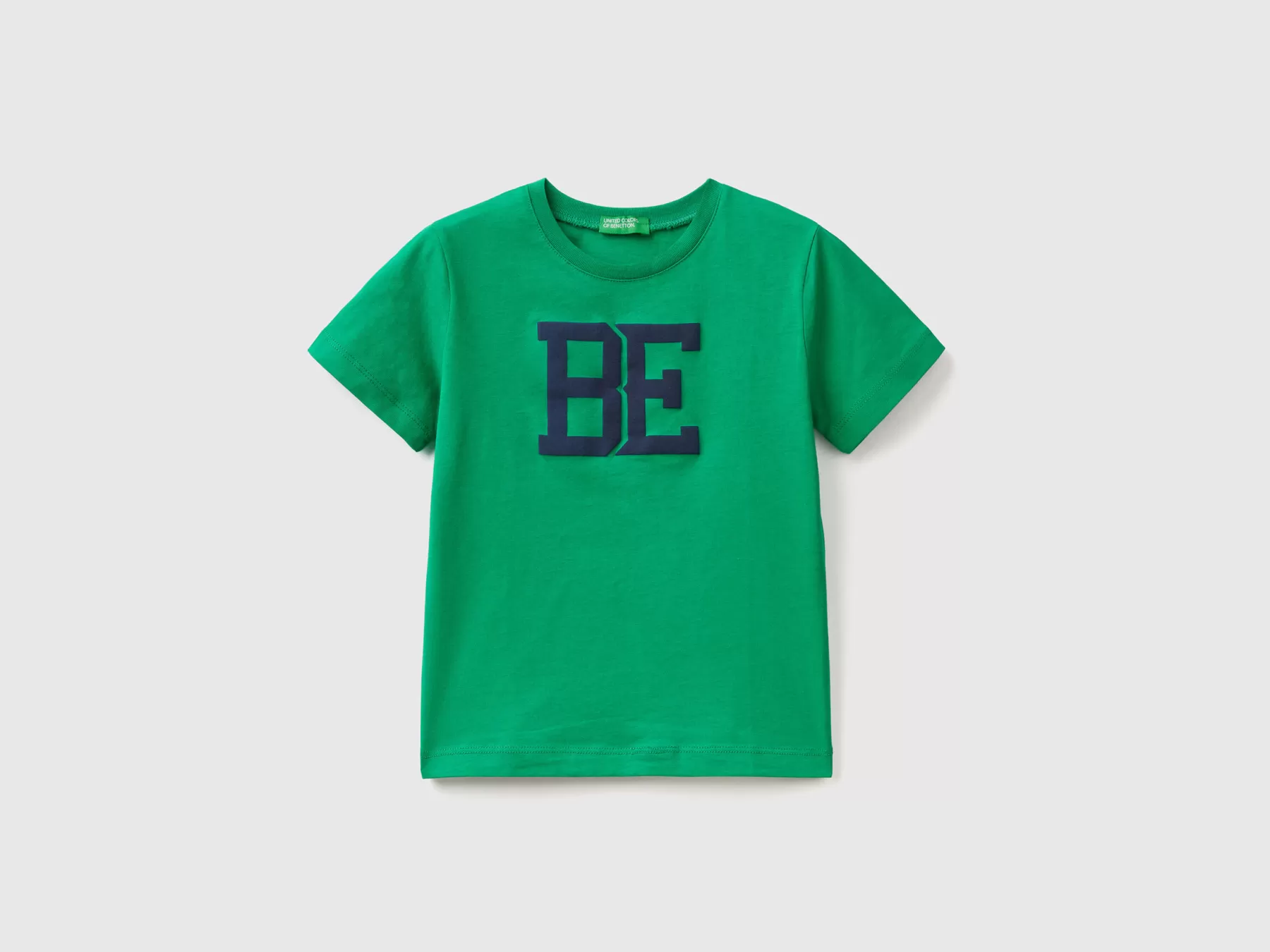 Benetton T-Shirt 100% Cotone Bio Con Logo Verde Best