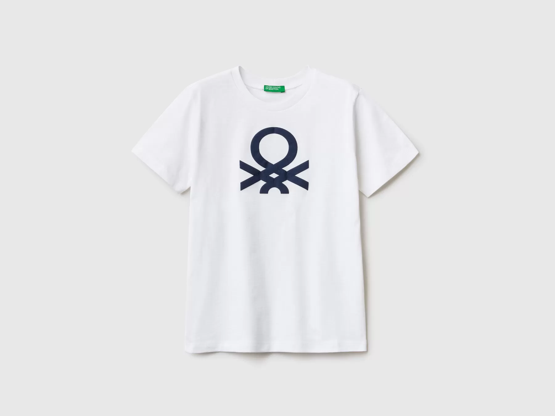 Benetton T-Shirt 100% Cotone Bio Con Logo Bianco Best