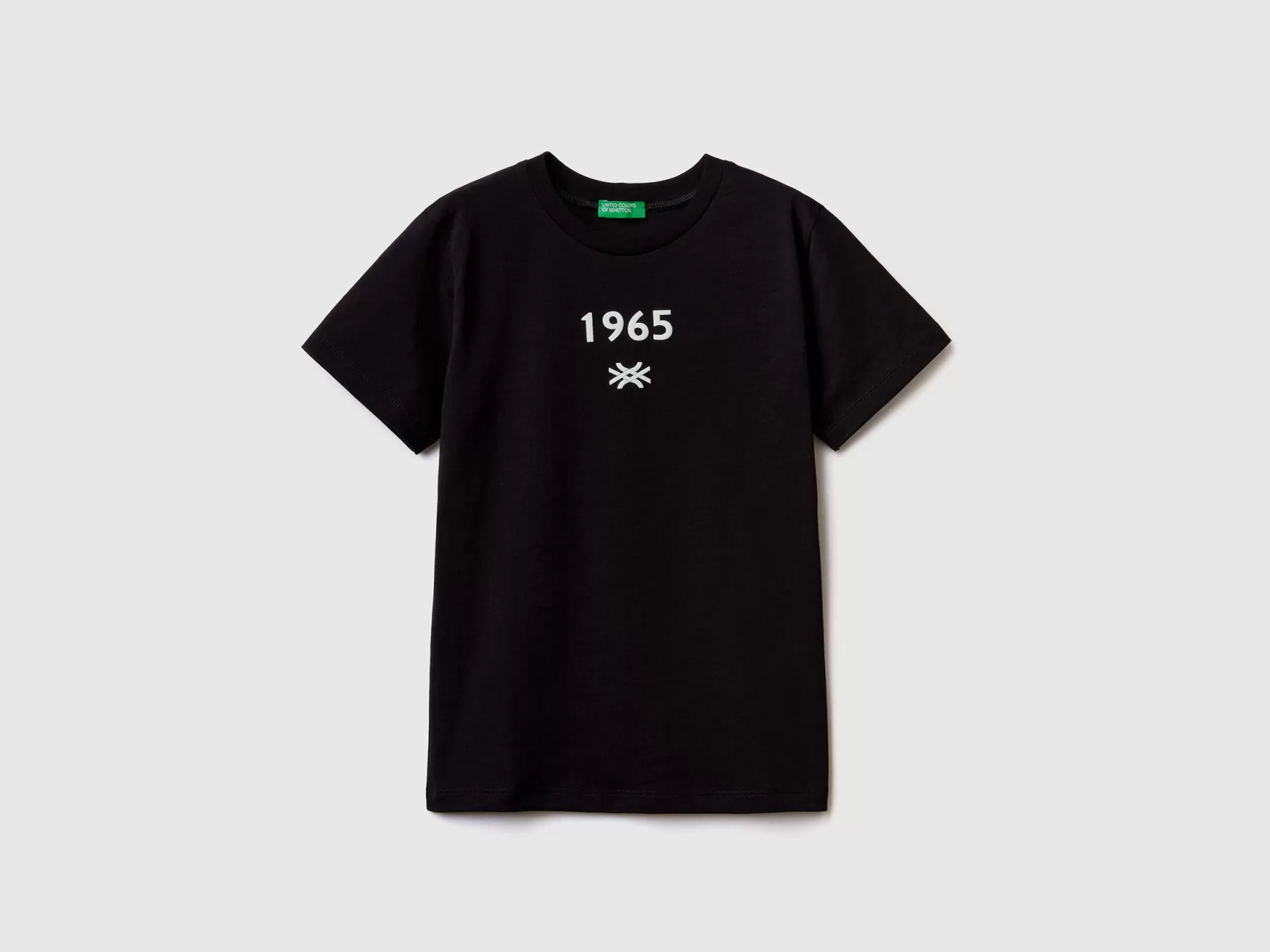 Benetton T-Shirt 100% Cotone Bio Con Logo Nero Hot