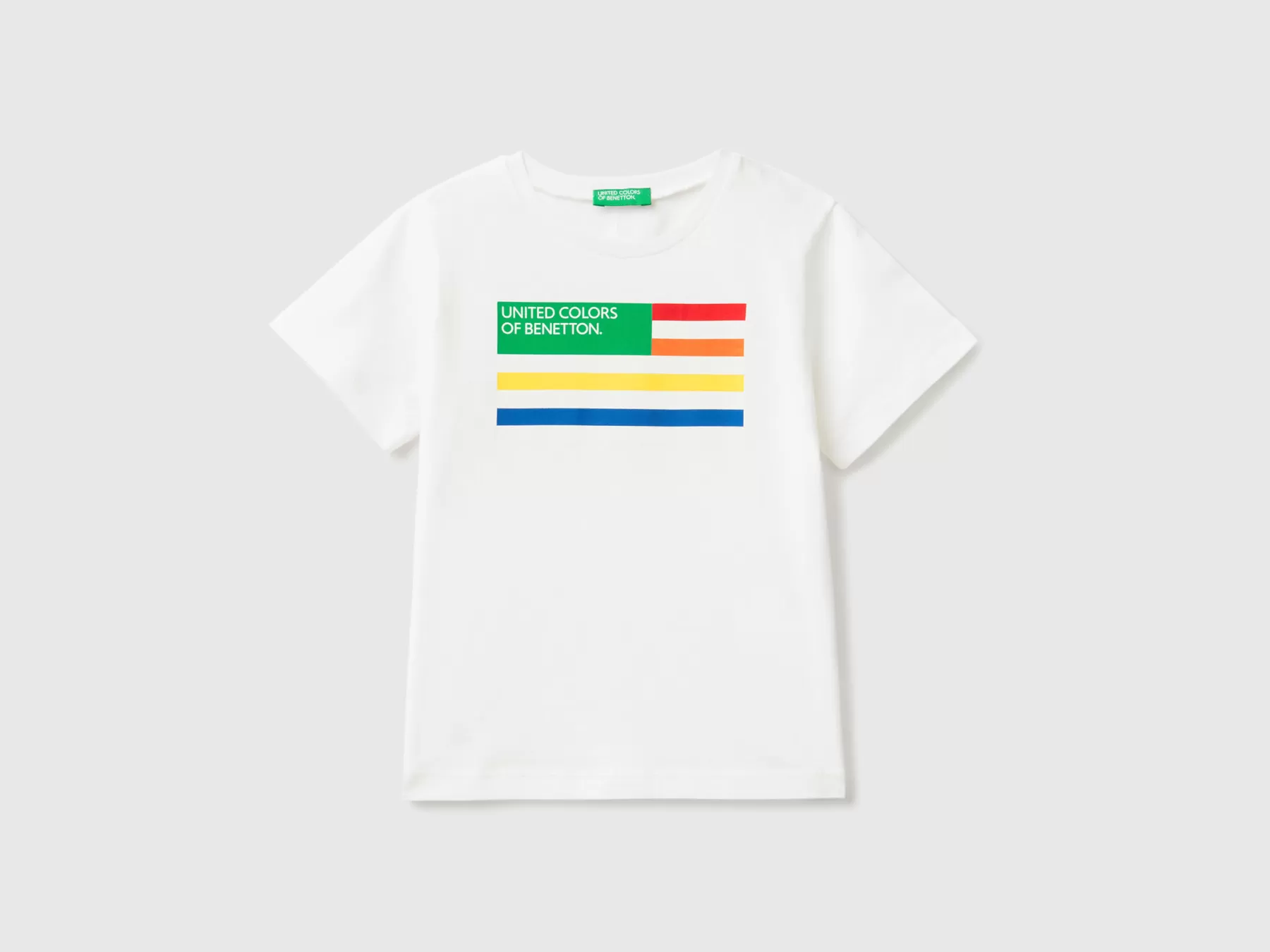 Benetton T-Shirt 100% Cotone Bio Con Stampa Bianco Shop