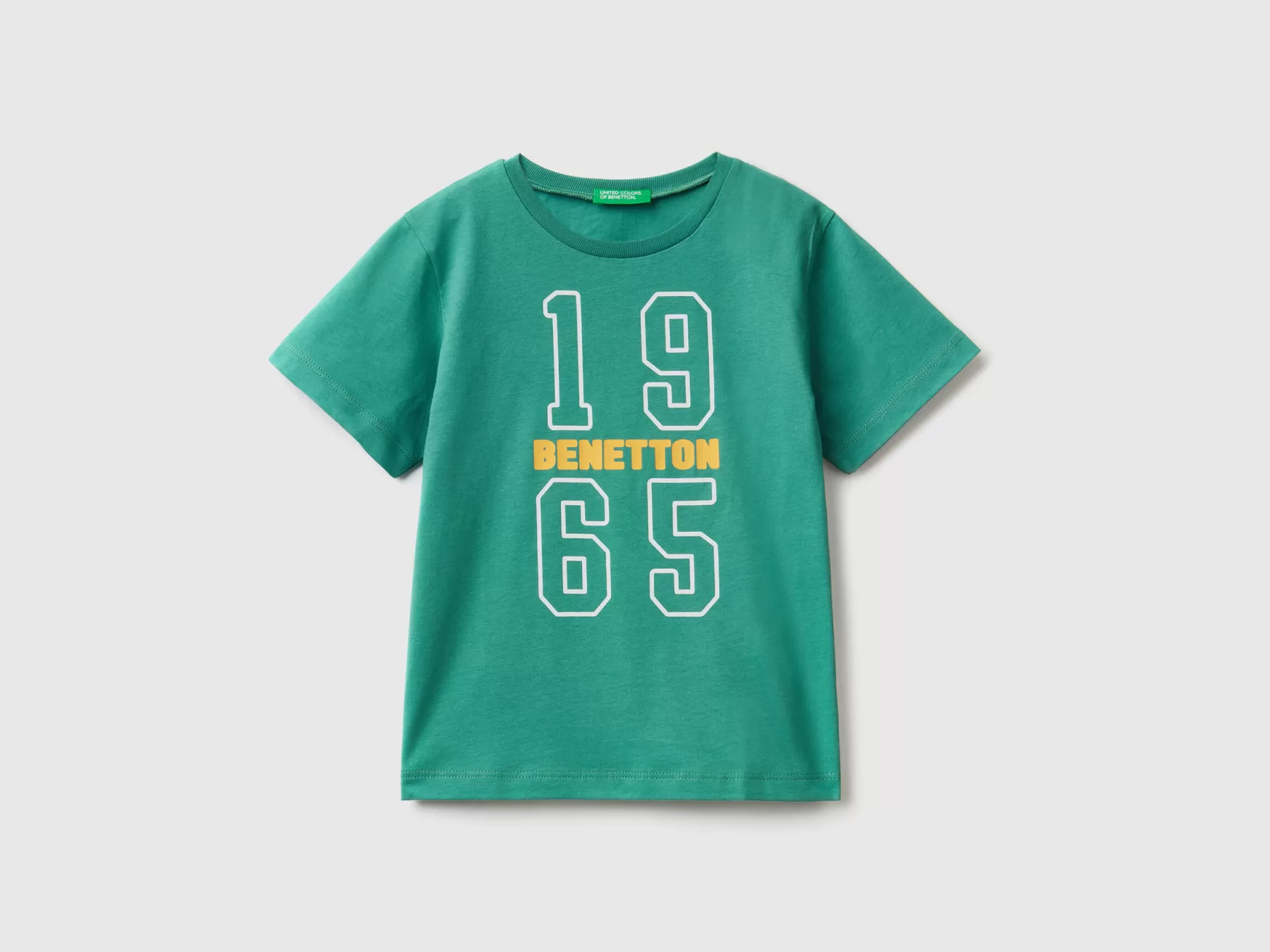 Benetton T-Shirt 100% Cotone Bio Con Stampa Verde Scuro Shop