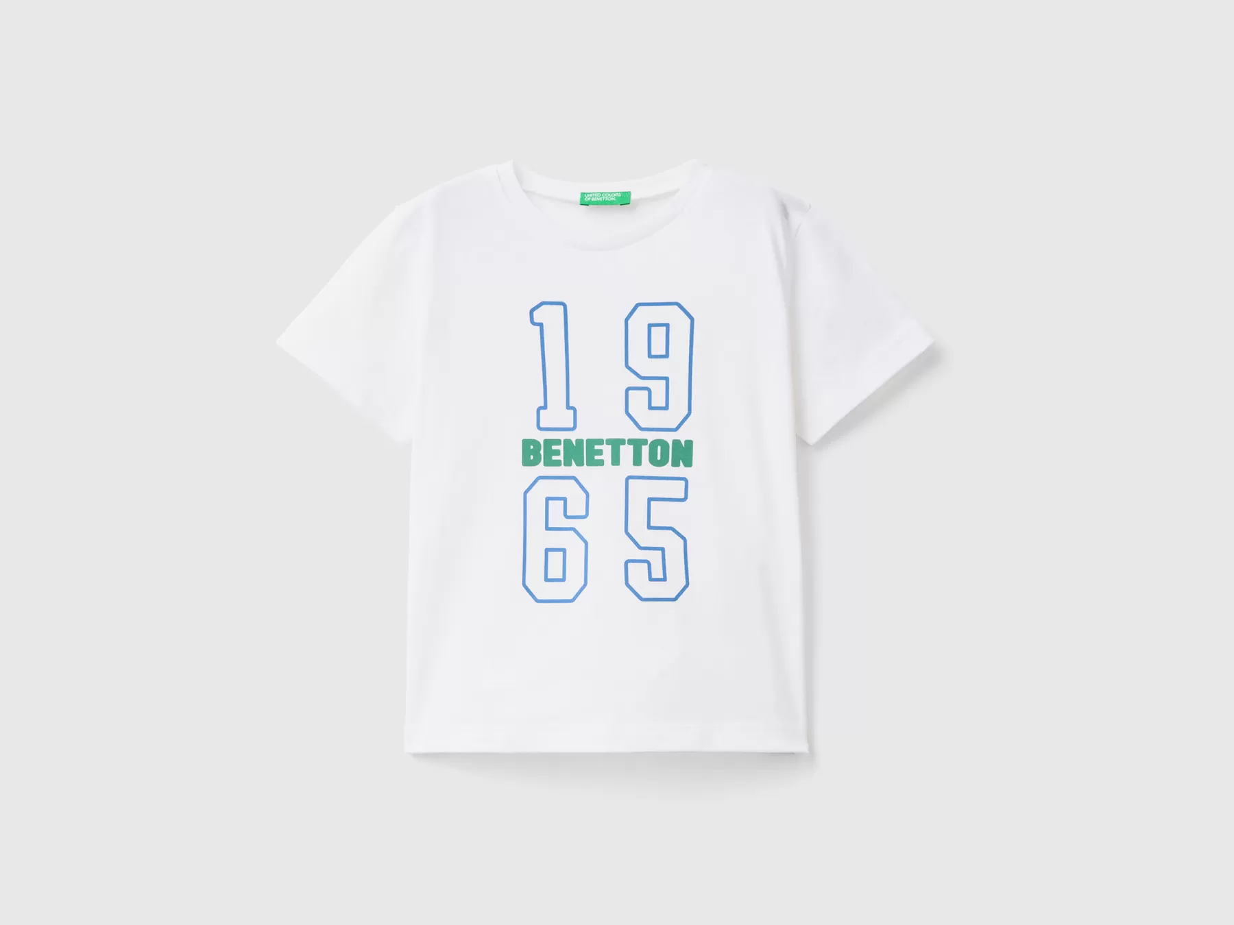 Benetton T-Shirt 100% Cotone Bio Con Stampa Bianco Shop