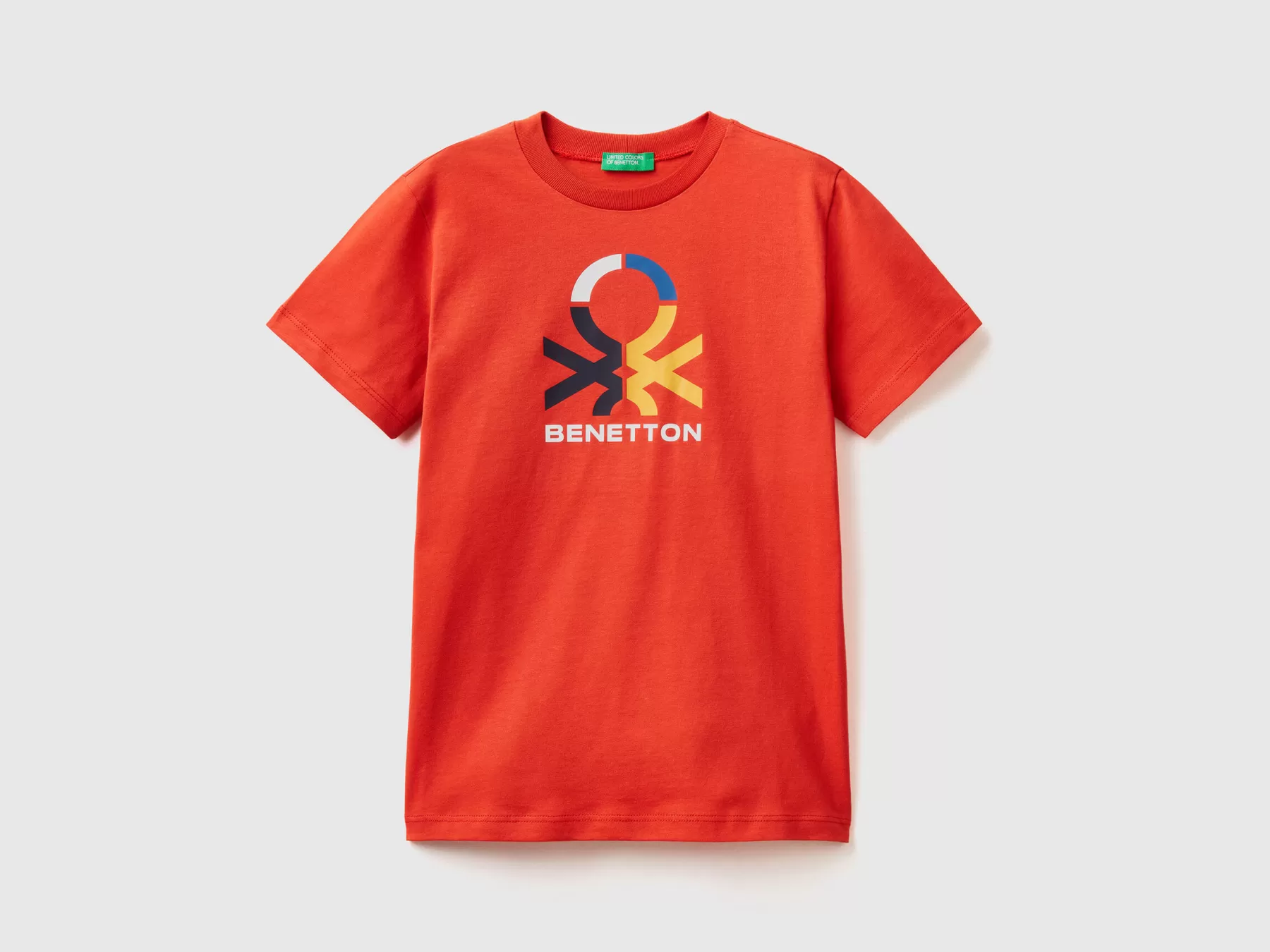 Benetton T-Shirt 100% Cotone Biologico Rosso Best