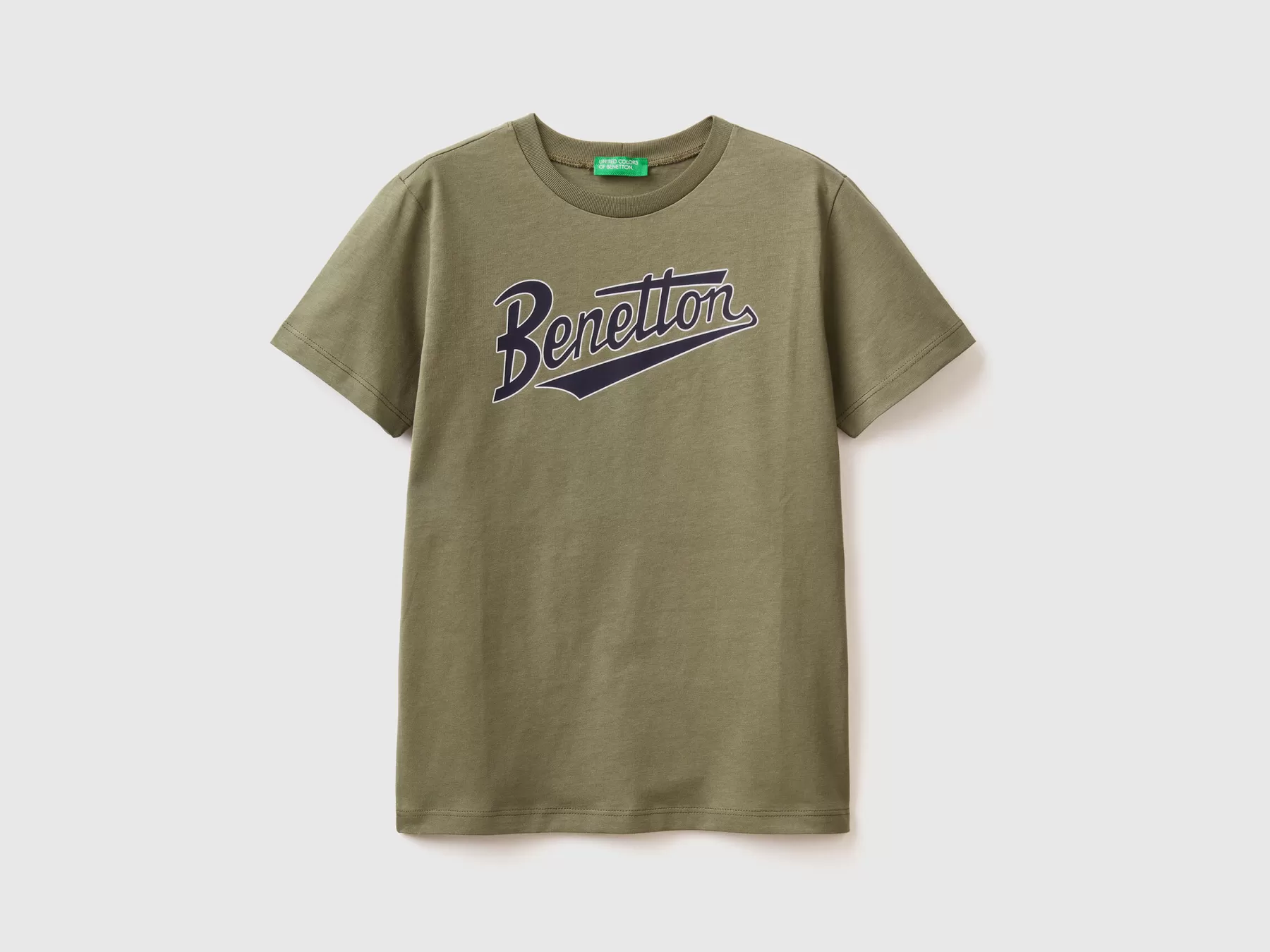 Benetton T-Shirt 100% Cotone Biologico Verde Militare Best Sale