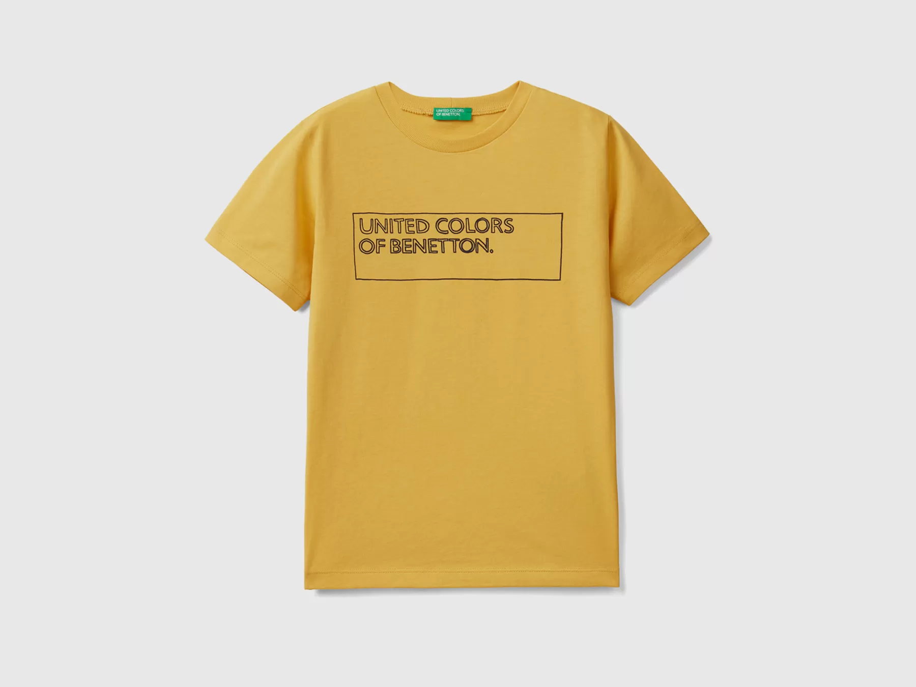 Benetton T-Shirt 100% Cotone Con Logo Giallo Store