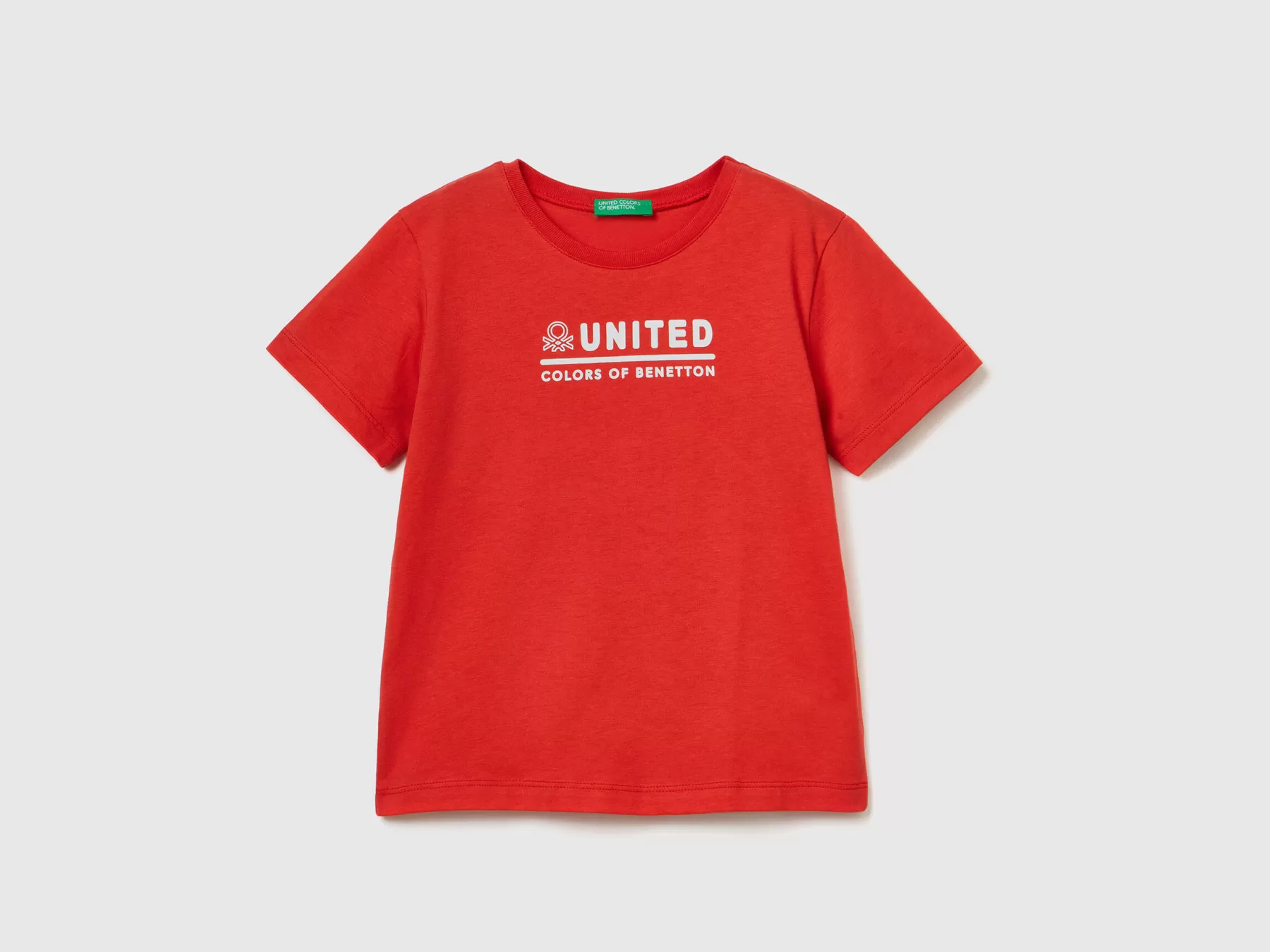 Benetton T-Shirt 100% Cotone Con Logo Rosso Shop