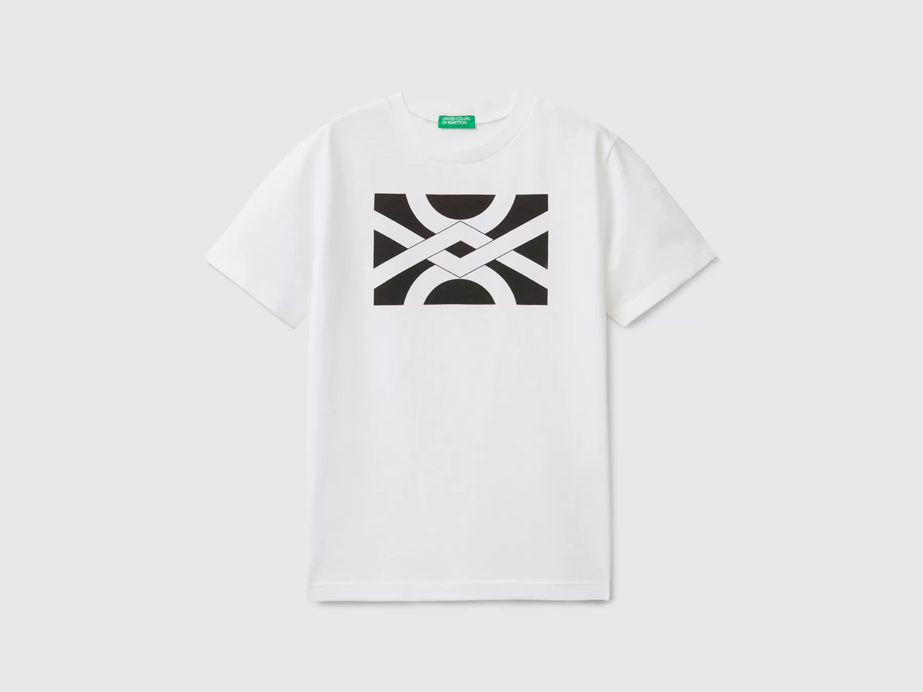 Benetton T-Shirt 100% Cotone Con Logo Bianco Best Sale