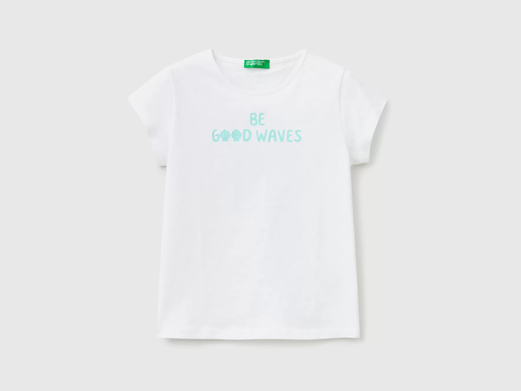 Benetton T-Shirt 100% Cotone Con Stampa Bianco Cheap