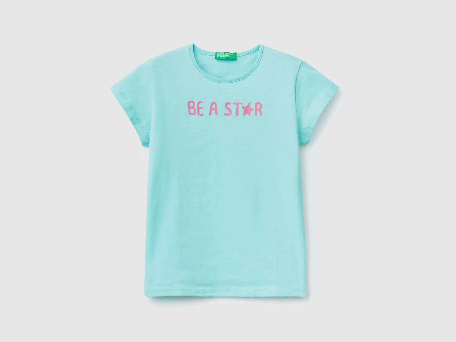 Benetton T-Shirt 100% Cotone Con Stampa Azzurro Store