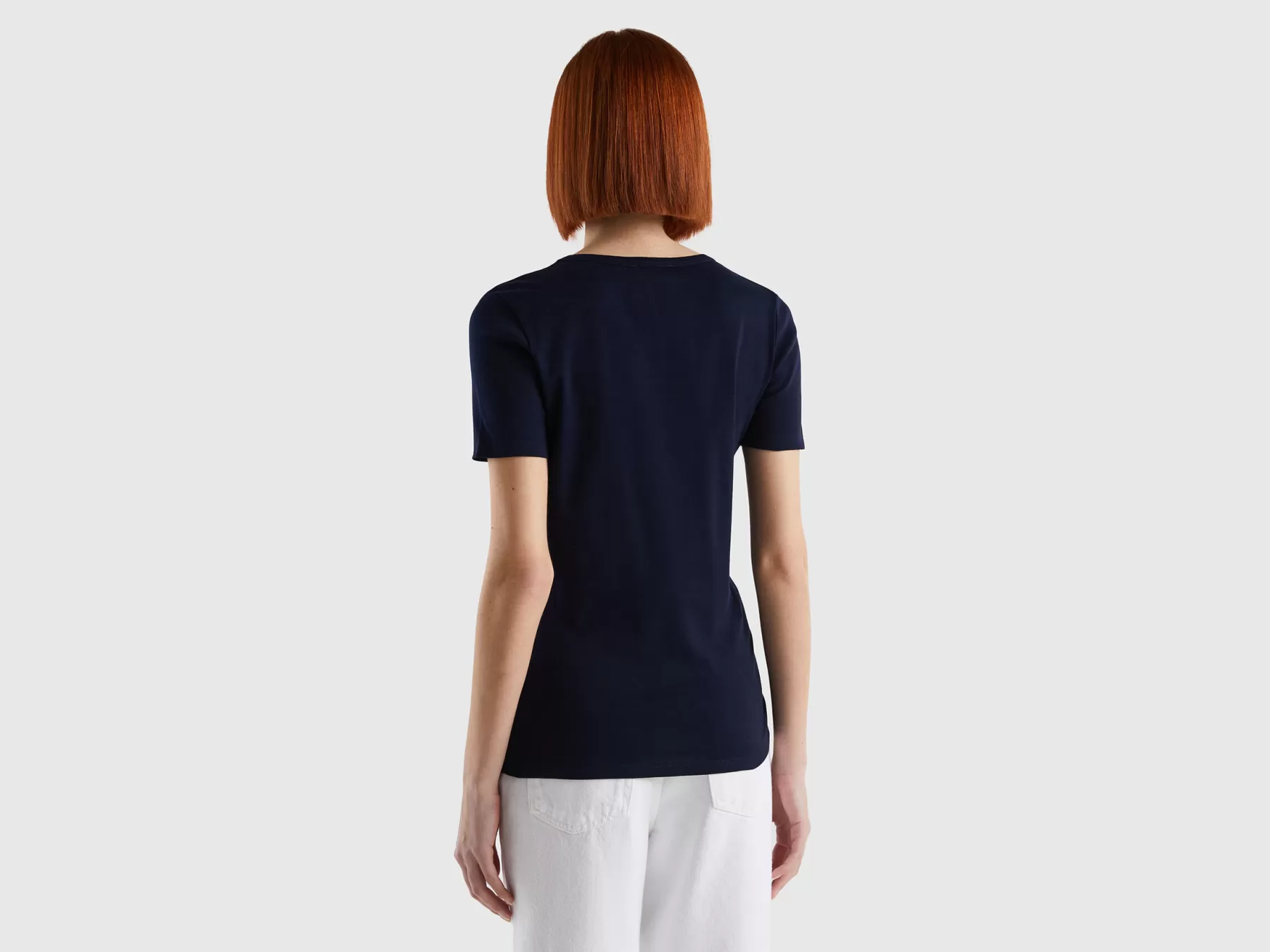 Benetton T-Shirt 100% Cotone Con Stampa Logo Glitter Blu Scuro Sale