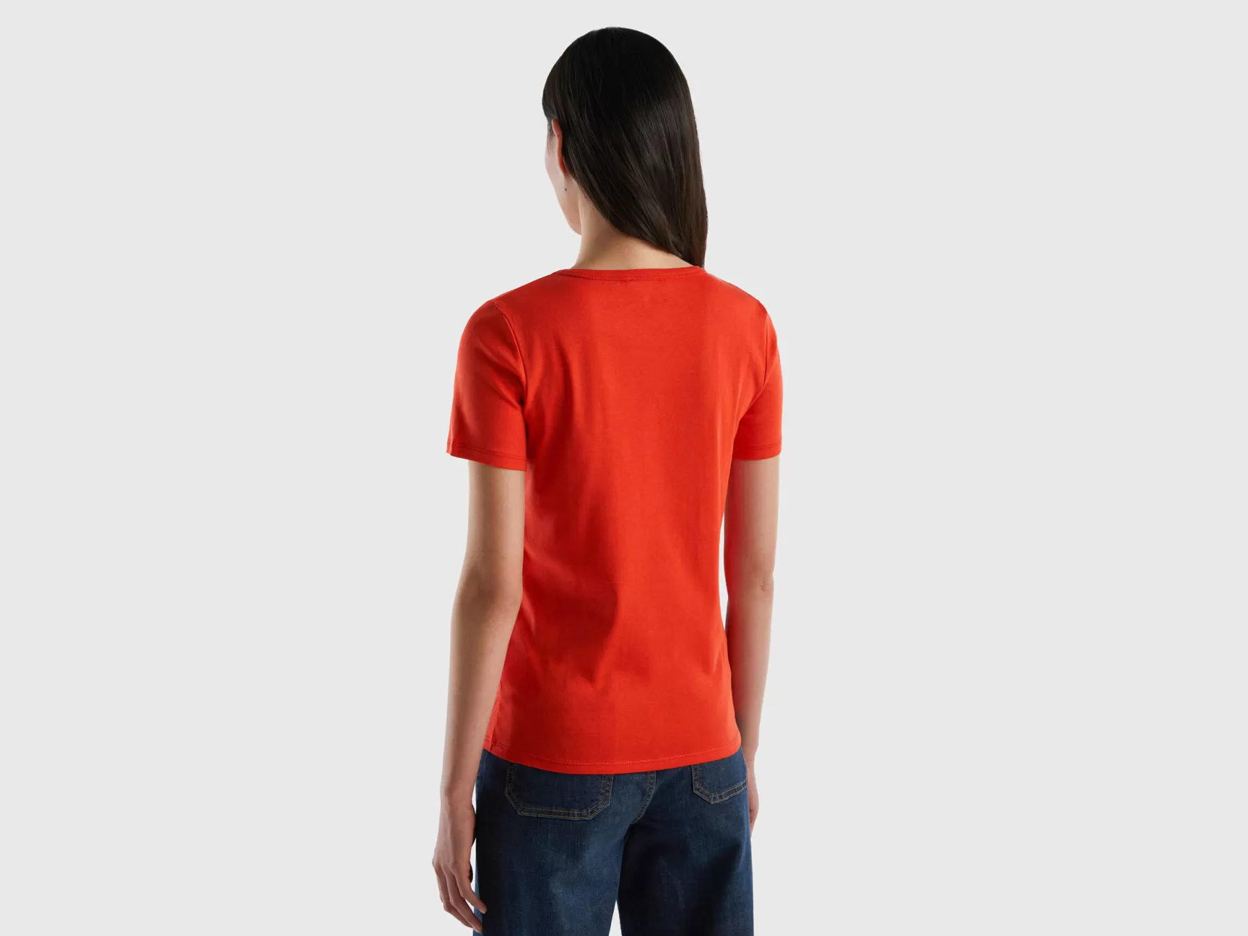 Benetton T-Shirt 100% Cotone Con Stampa Logo Glitter Rosso Best