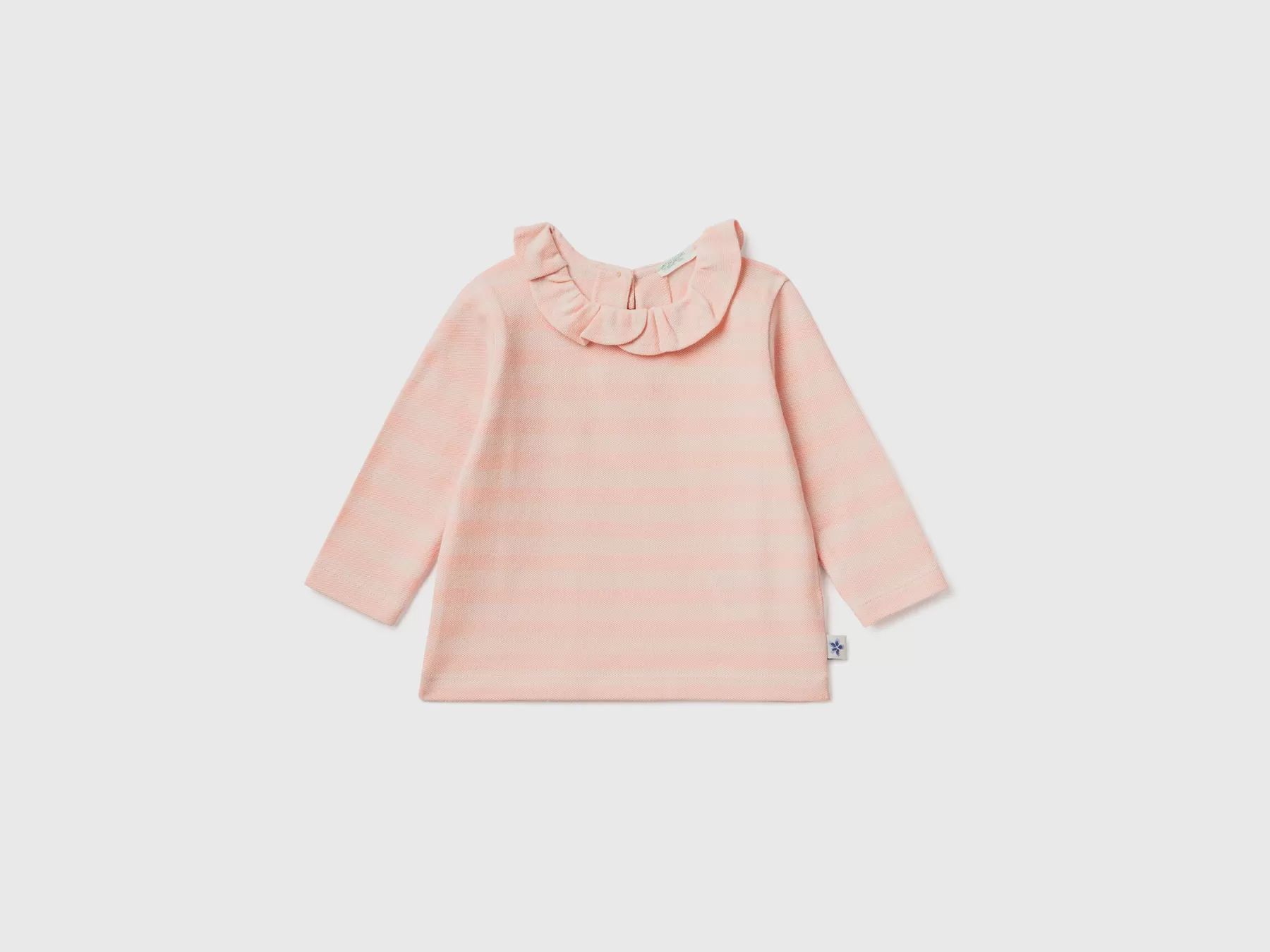 Benetton T-Shirt A Righe Con Colletto Rosa Cheap