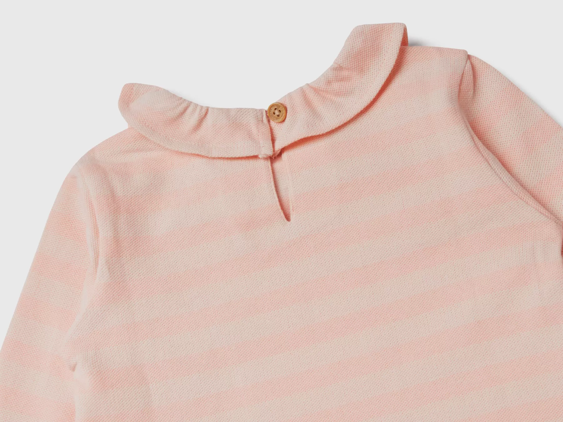 Benetton T-Shirt A Righe Con Colletto Rosa Cheap