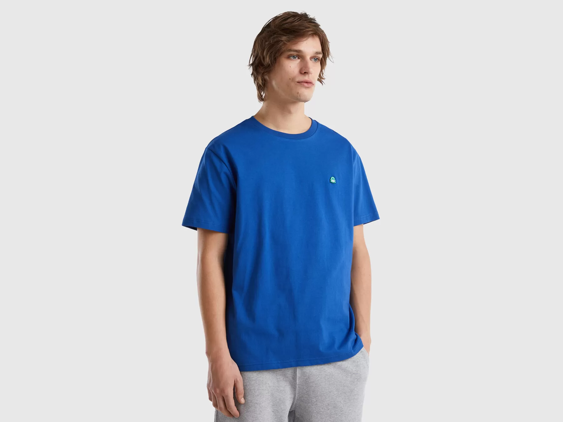 Benetton T-Shirt Basica 100% Cotone Bio Bluette Best Sale