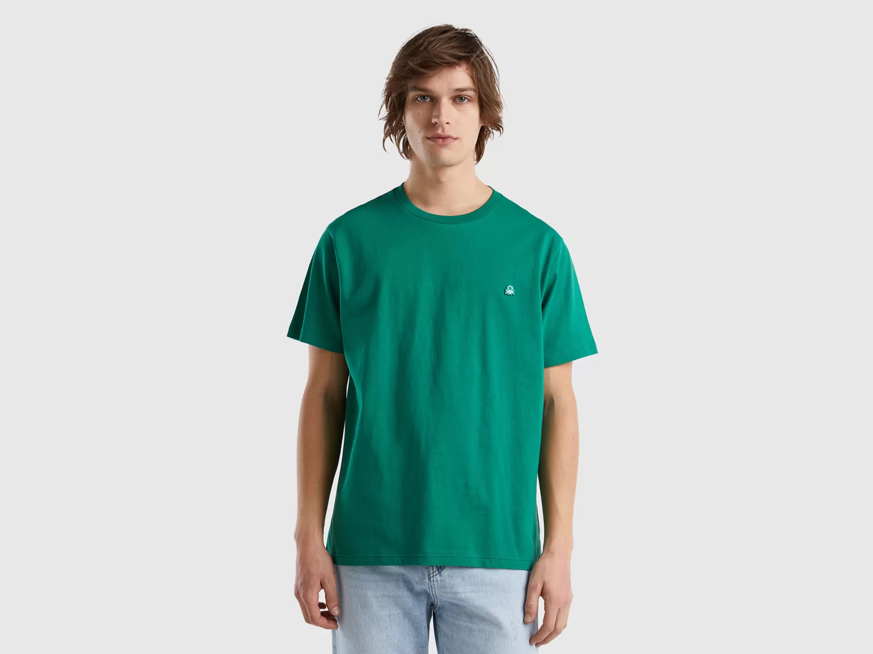 Benetton T-Shirt Basica 100% Cotone Bio Verde Scuro Best Sale