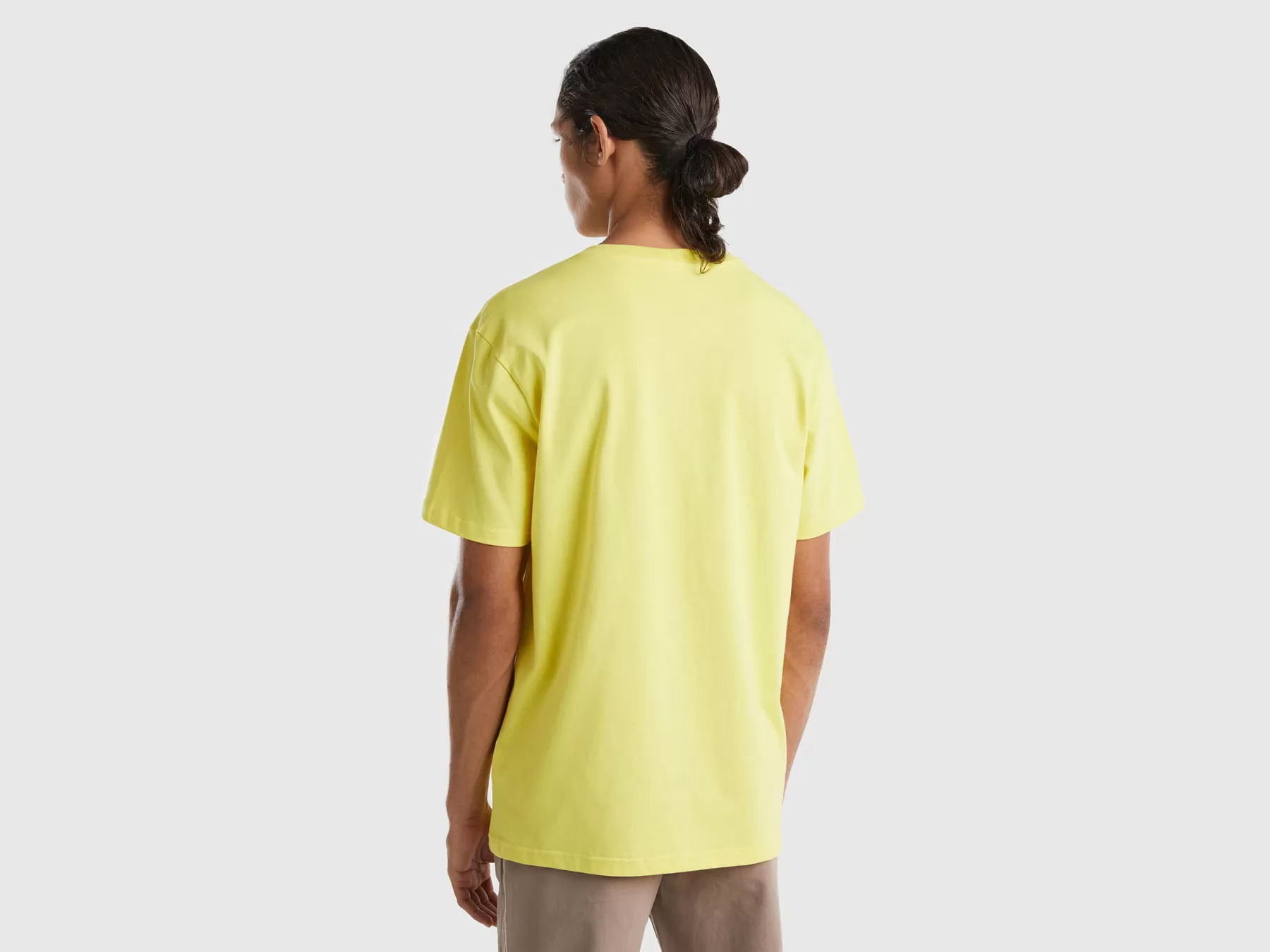 Benetton T-Shirt Basica 100% Cotone Bio Giallo Discount